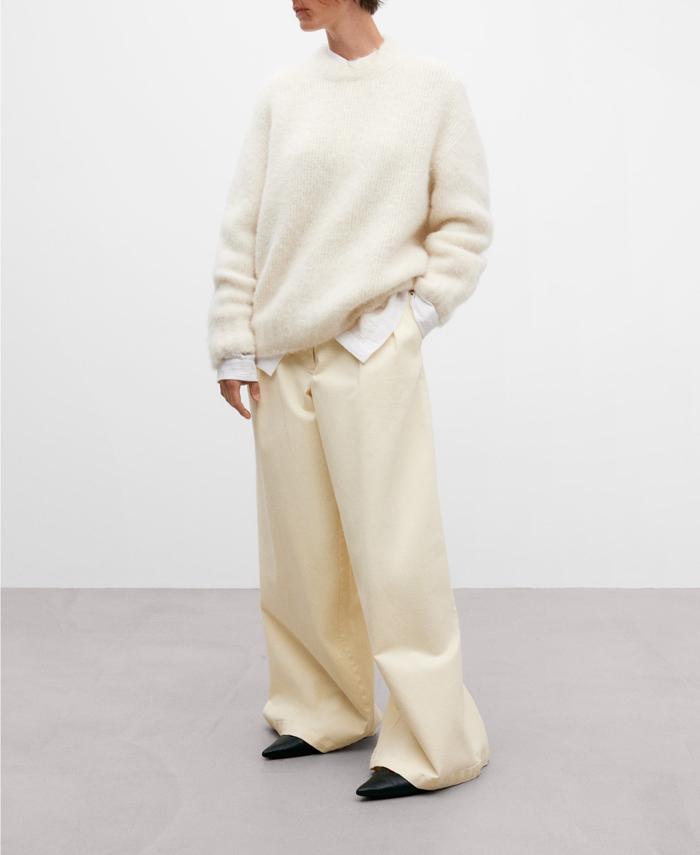 Alpaca knitted crew neck sweater image number 1