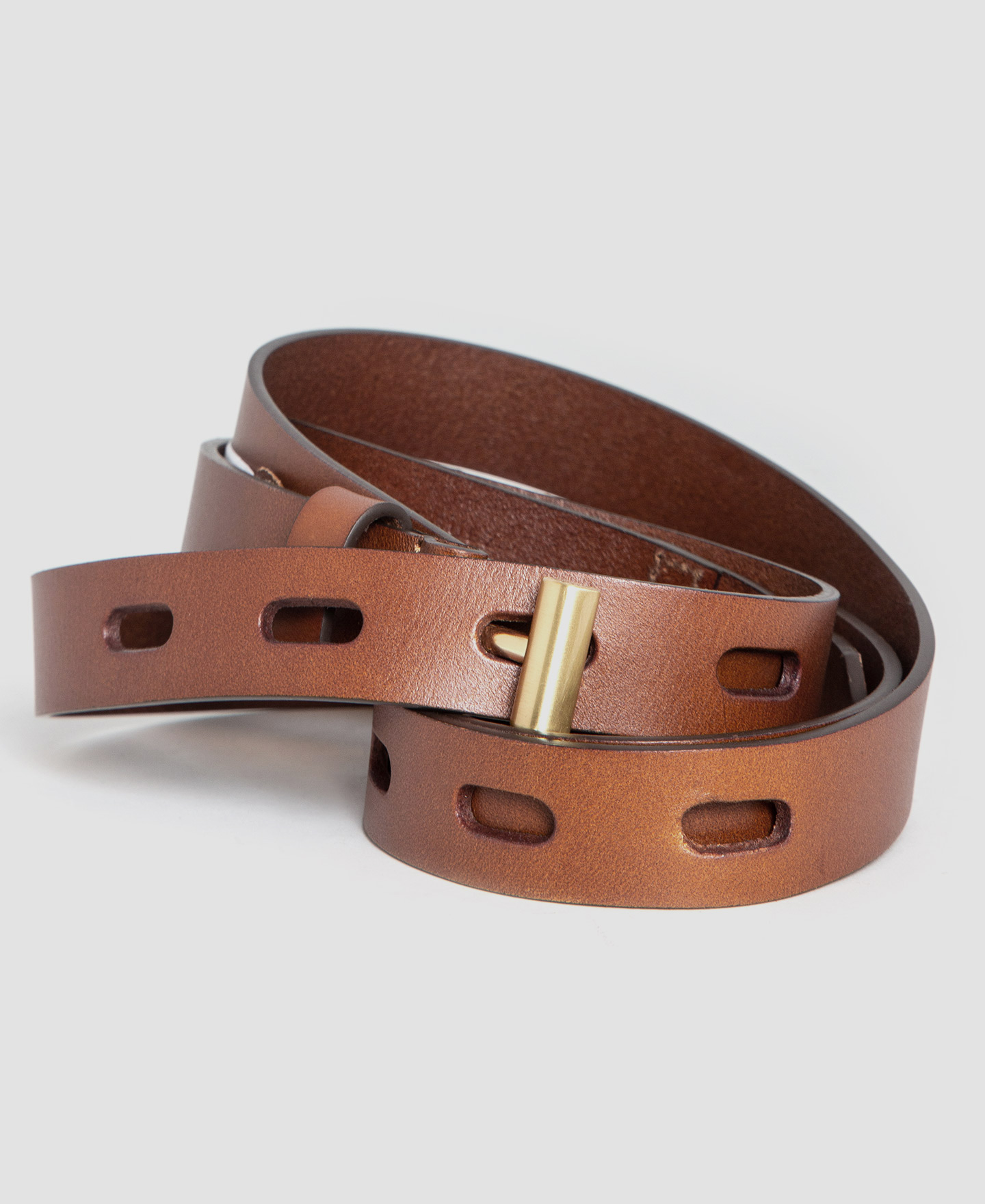 Belt with leather clasp fastening image number 2