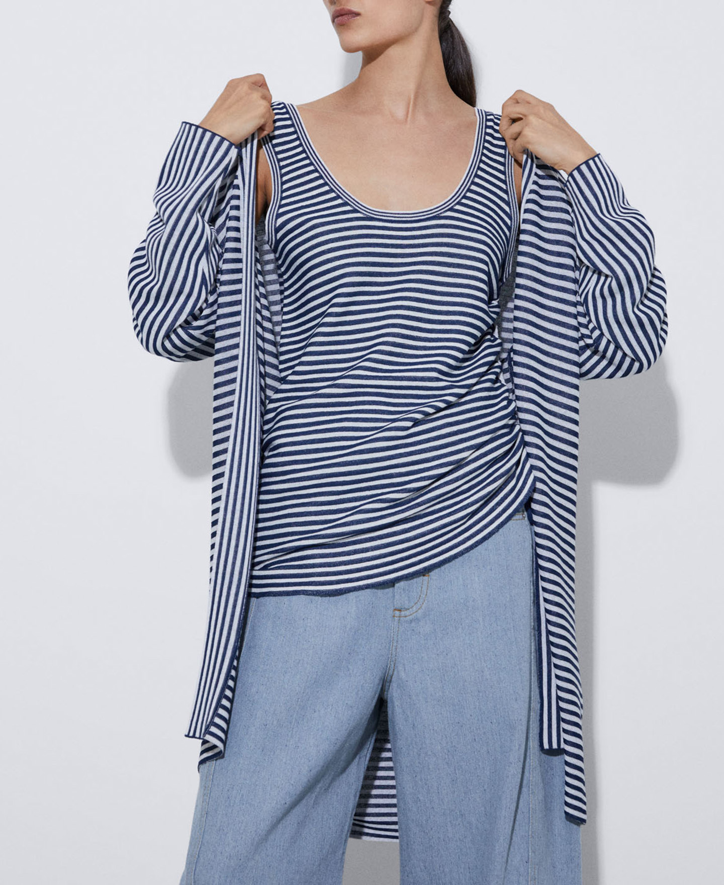Striped kimono jacket image number 0