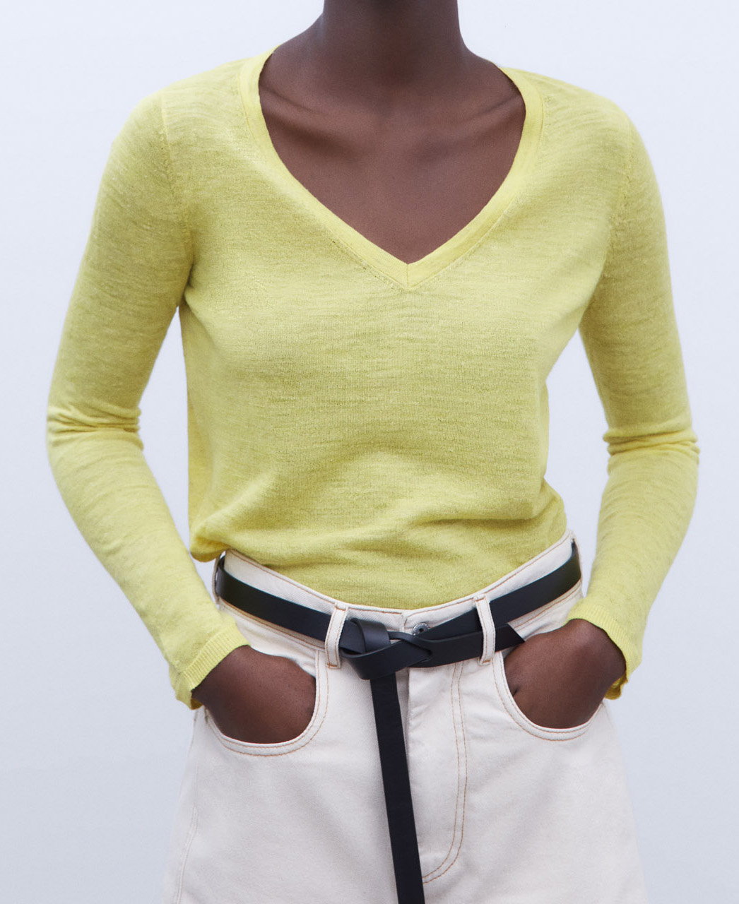 Linen fabric sweater image number 0
