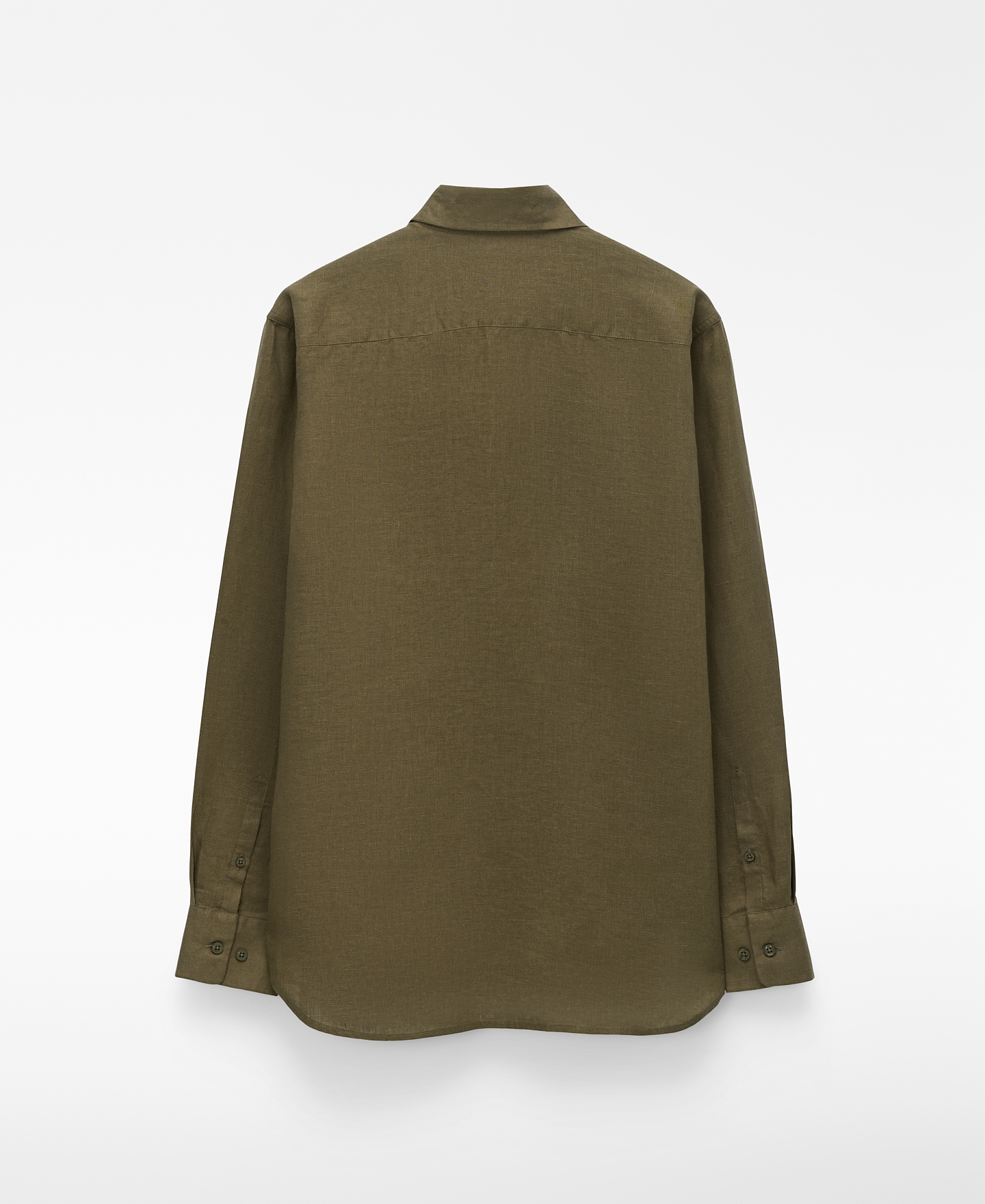 Camisa regular fit cuello italiano lino image number 1