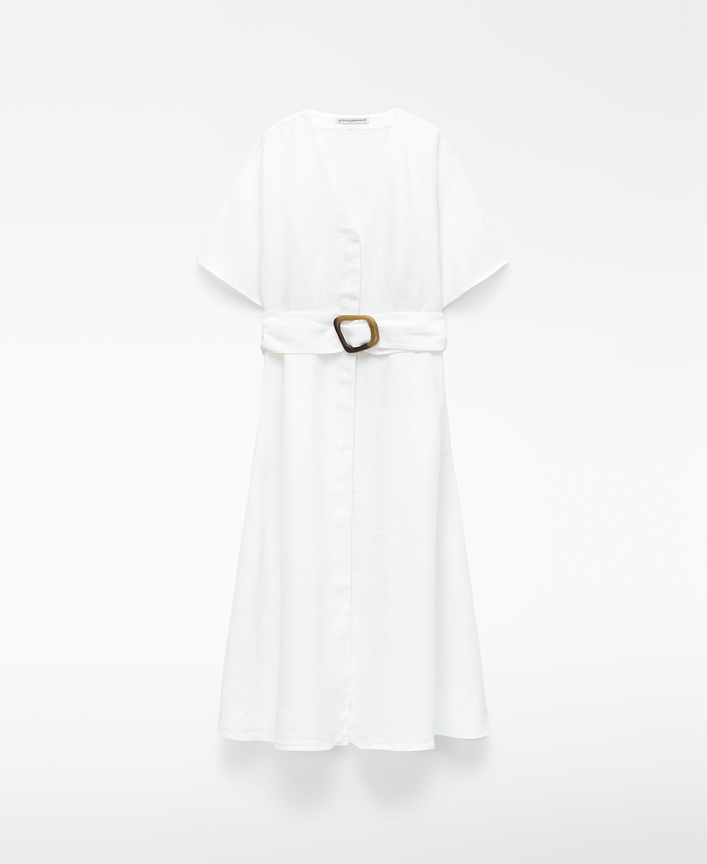 Vestido midi con cintur&oacute;n lino europeo image number 4