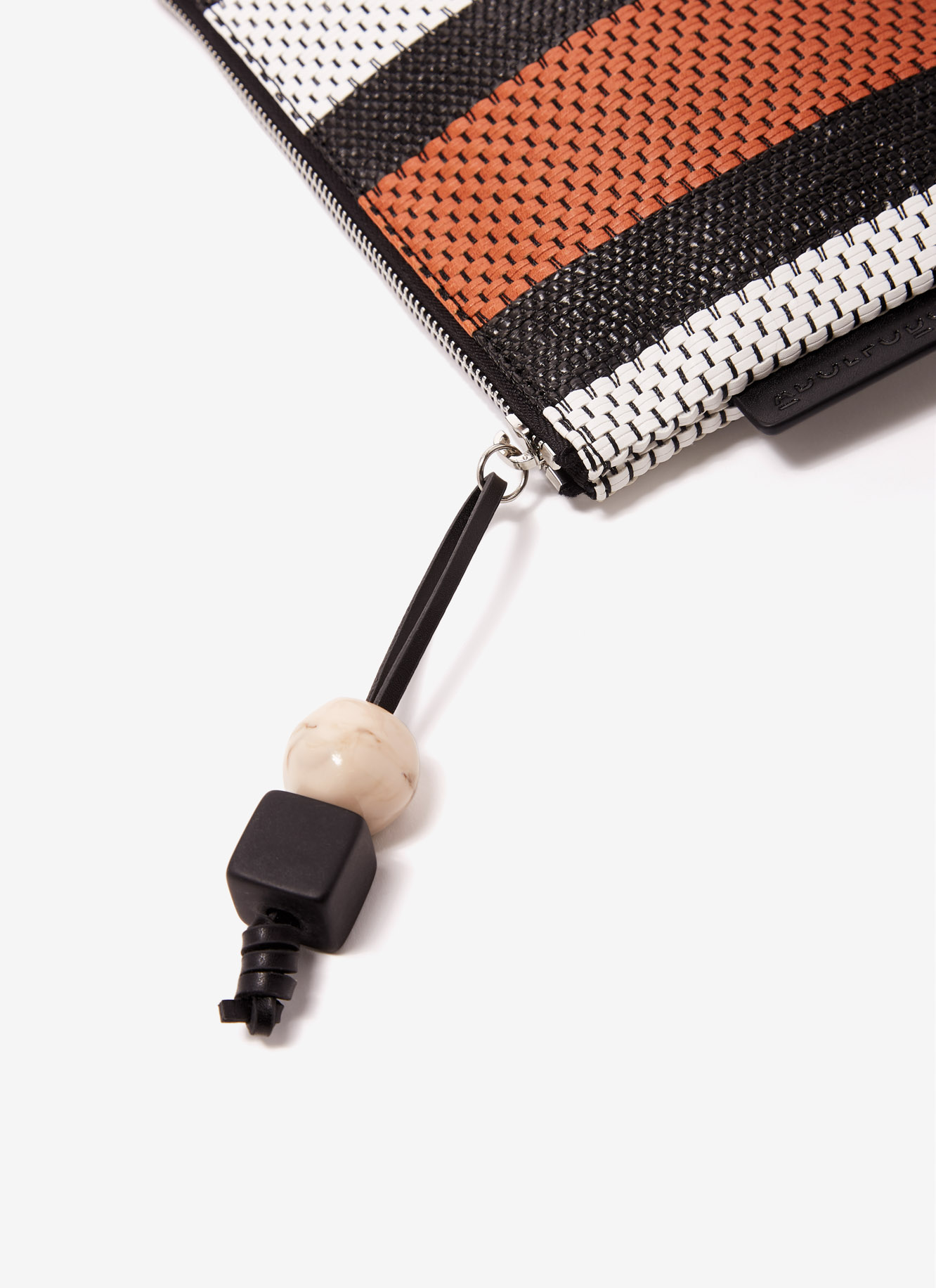 Striped flat wallet with raffia finish image number 2
