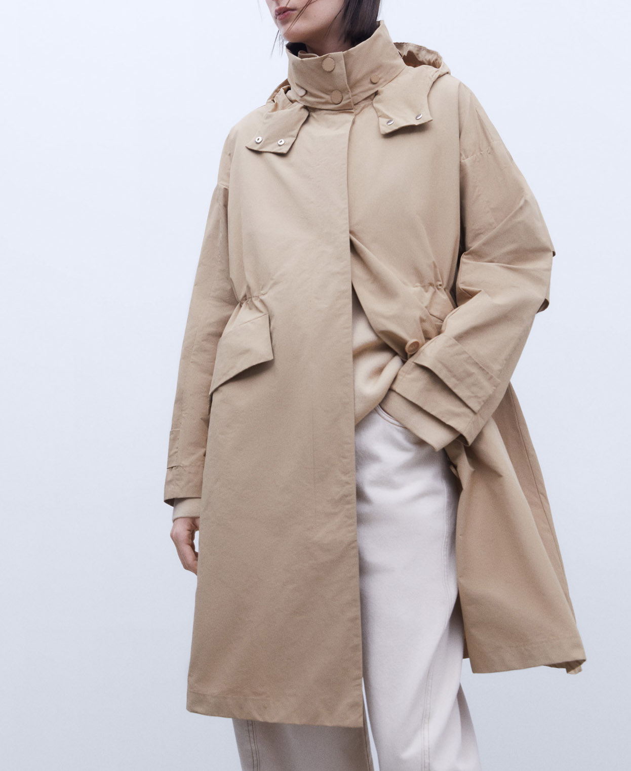 Parka cuello alto en algodón y nailon image number 0