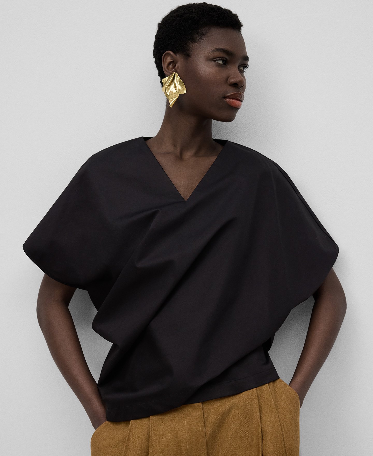 Cotton asymmetrical crossover top woman image number 0