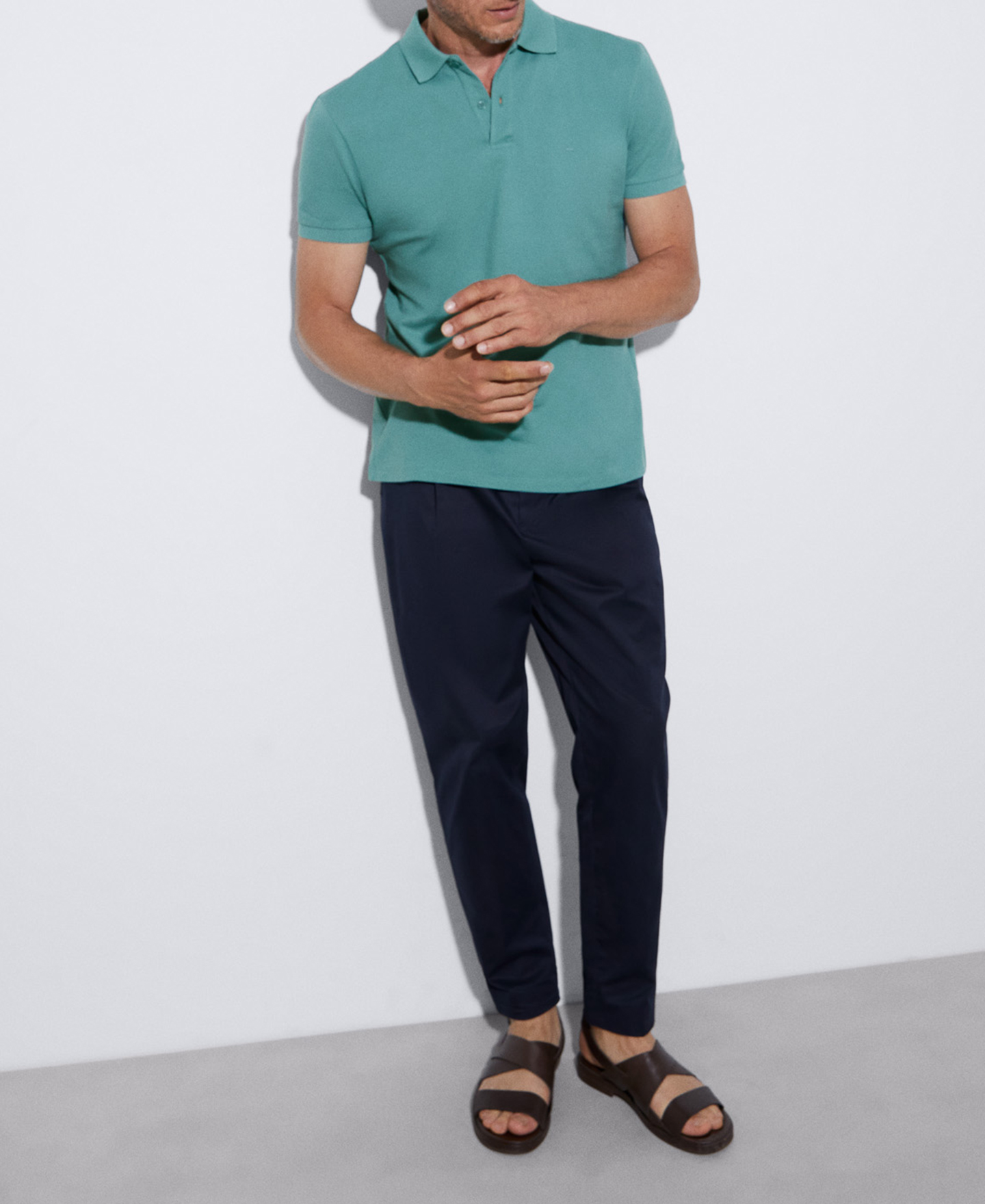 Cotton pique two button polo shirt image number 1