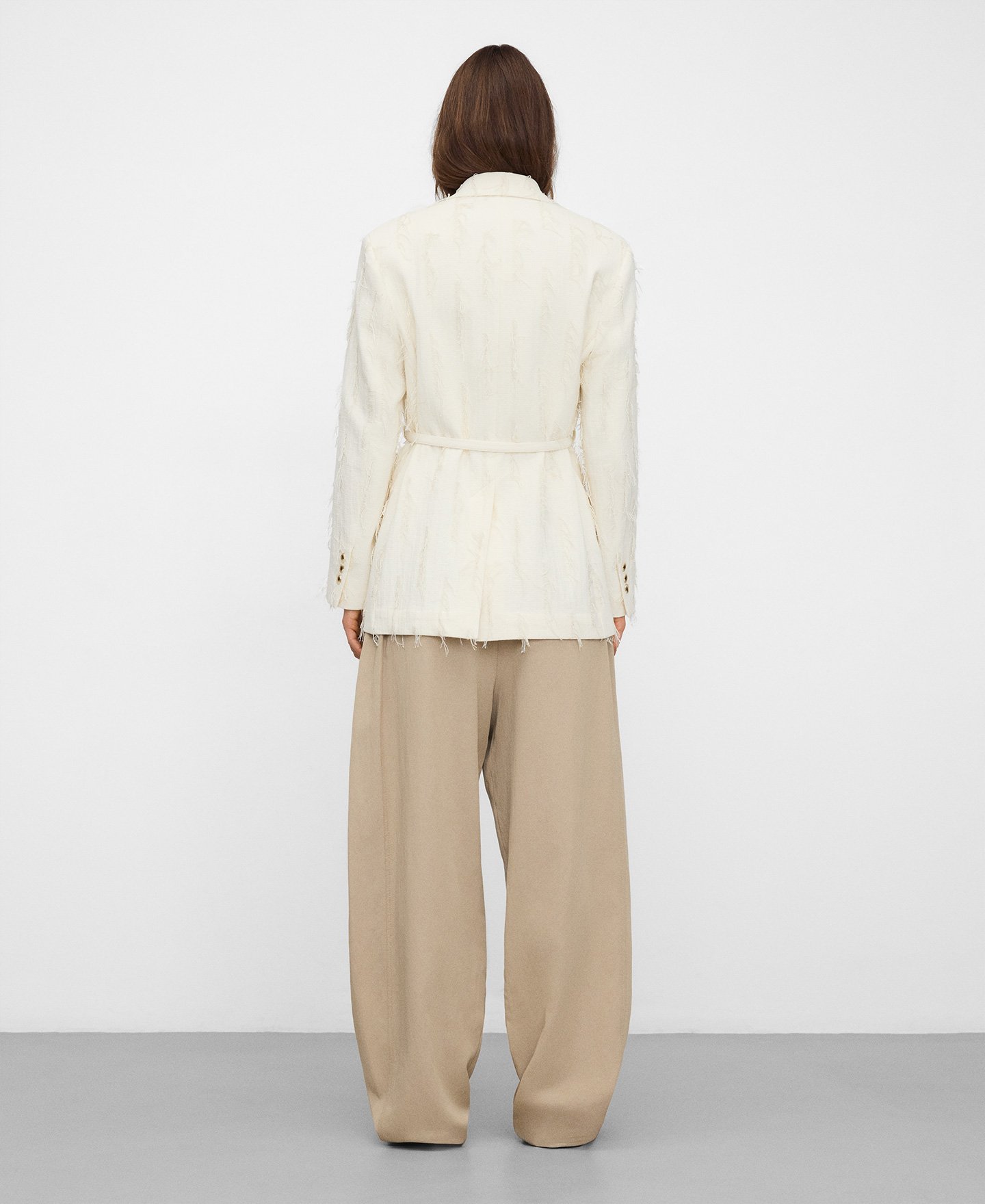 Frayed double-breasted tailored blazer image number 2