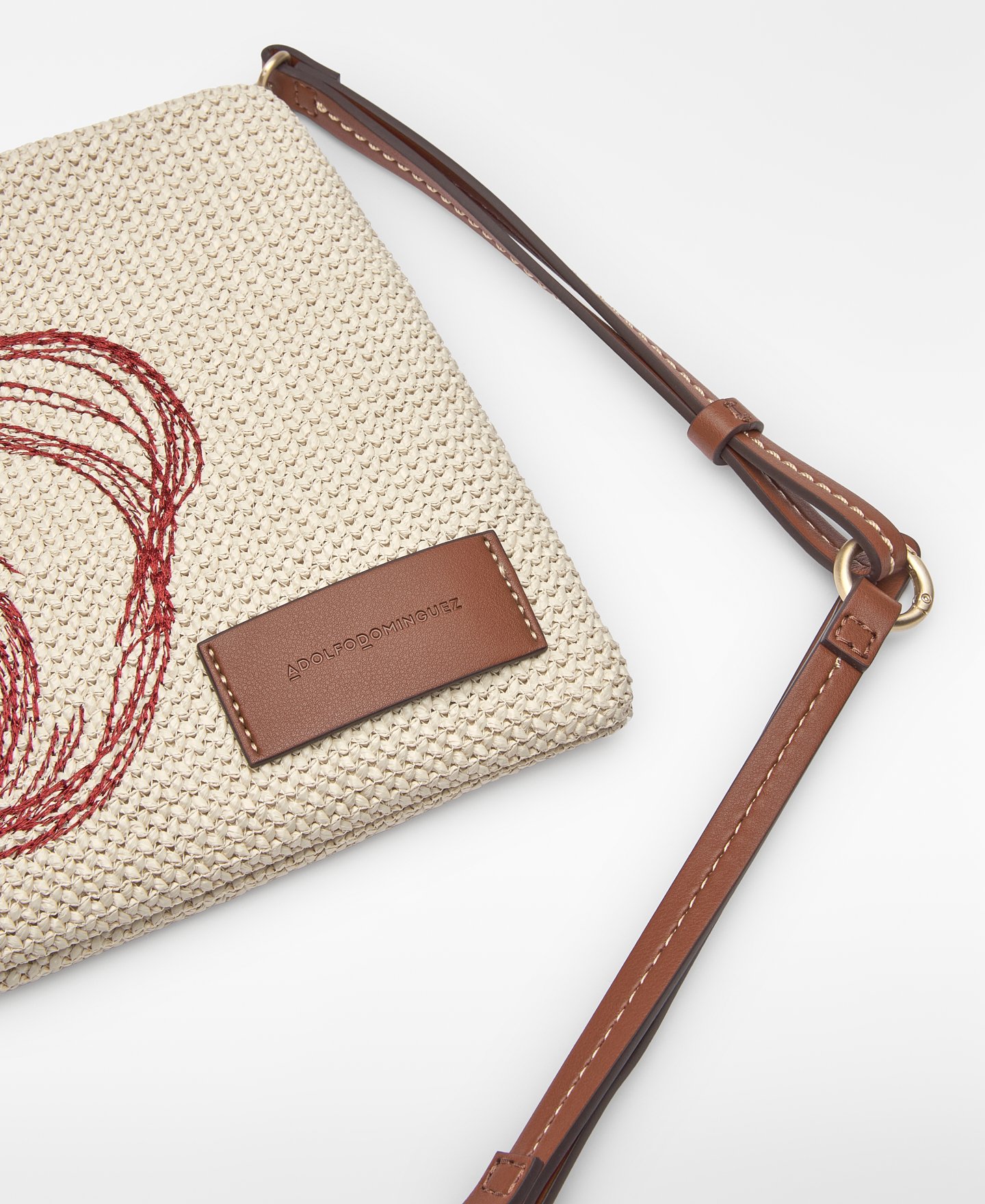 Clutch mit Raffia-Struktur und Stickerei image number 2