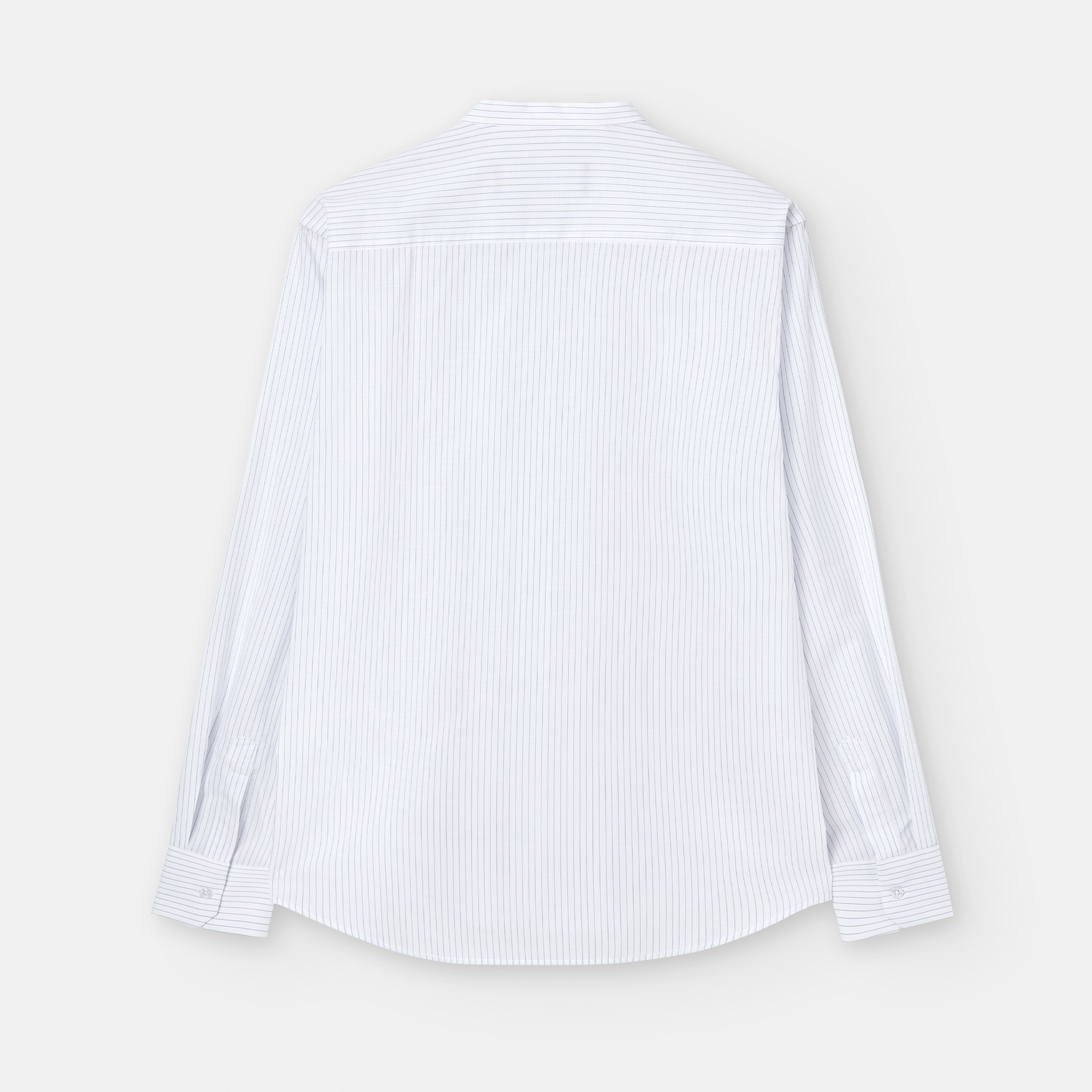 Mandarin collar striped cotton shirt image number 1