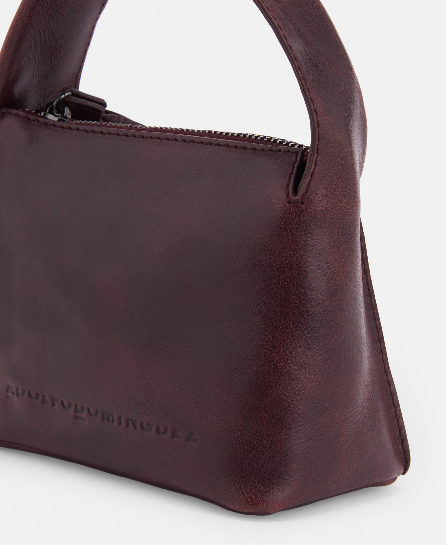 Double handle mini hobo bag in leather image number 3