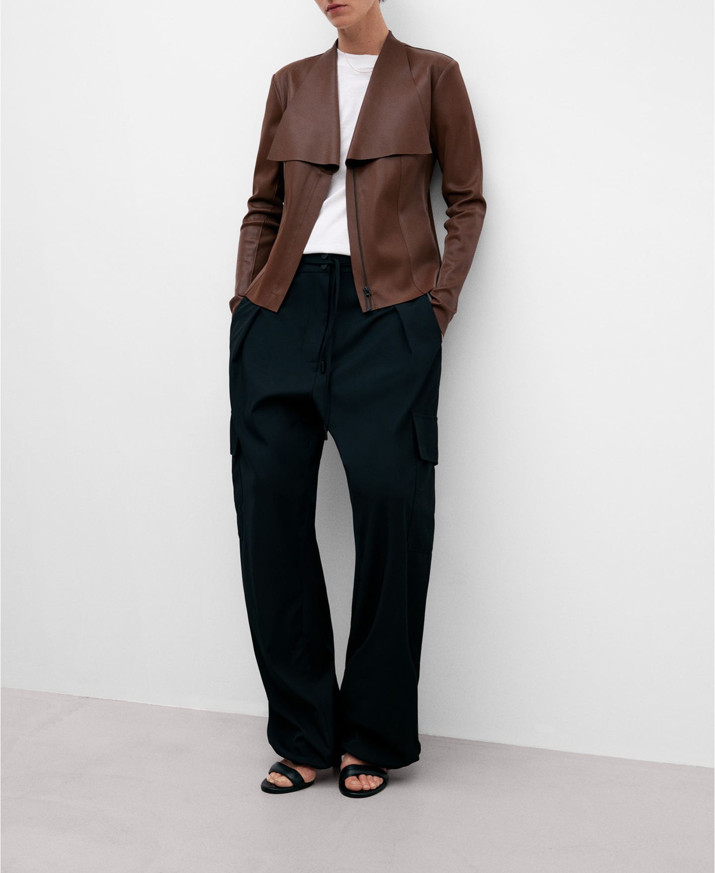 Long toasted biker jacket for women image number 1
