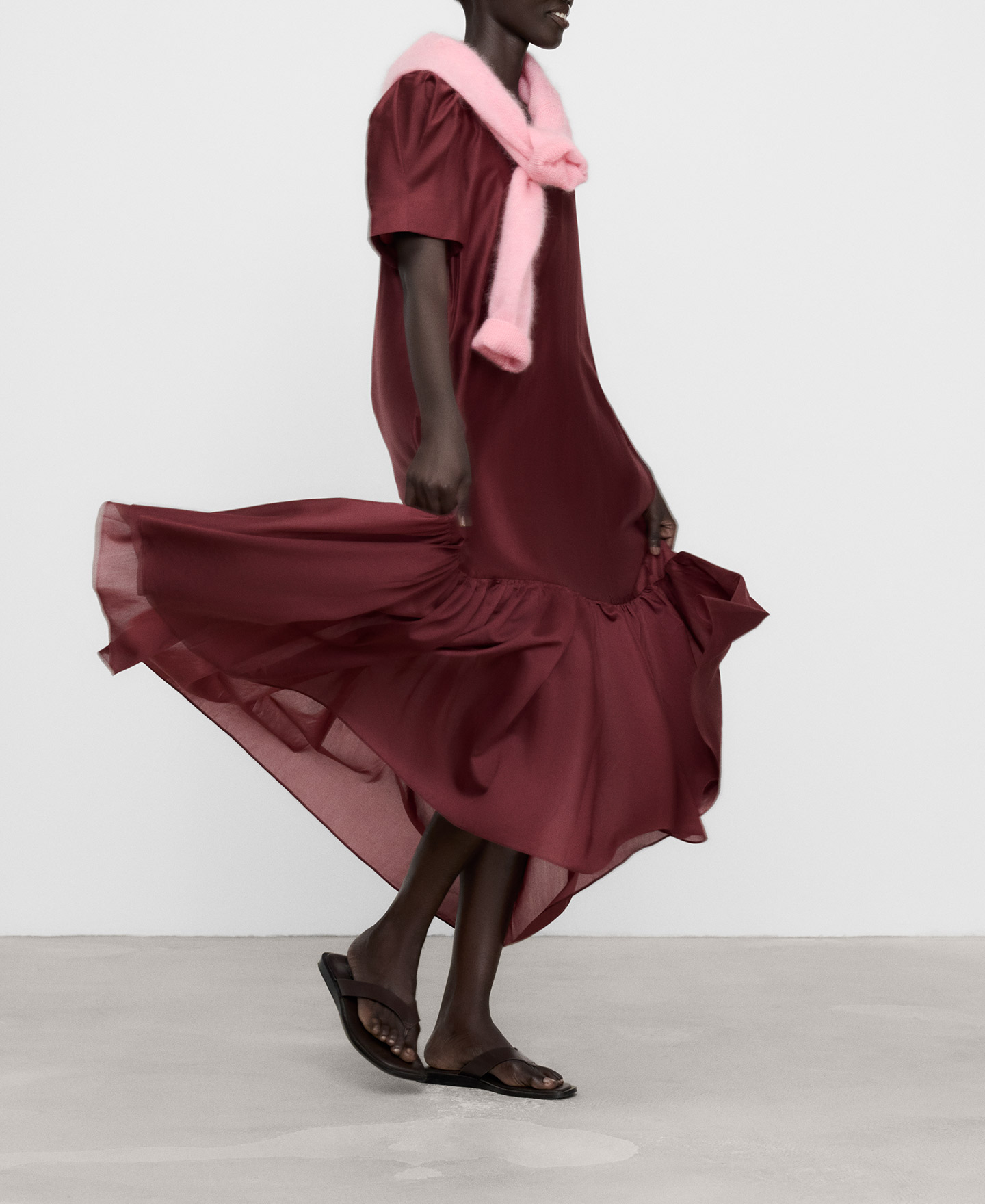 Long A-line dress with a wide ruffle image number 5