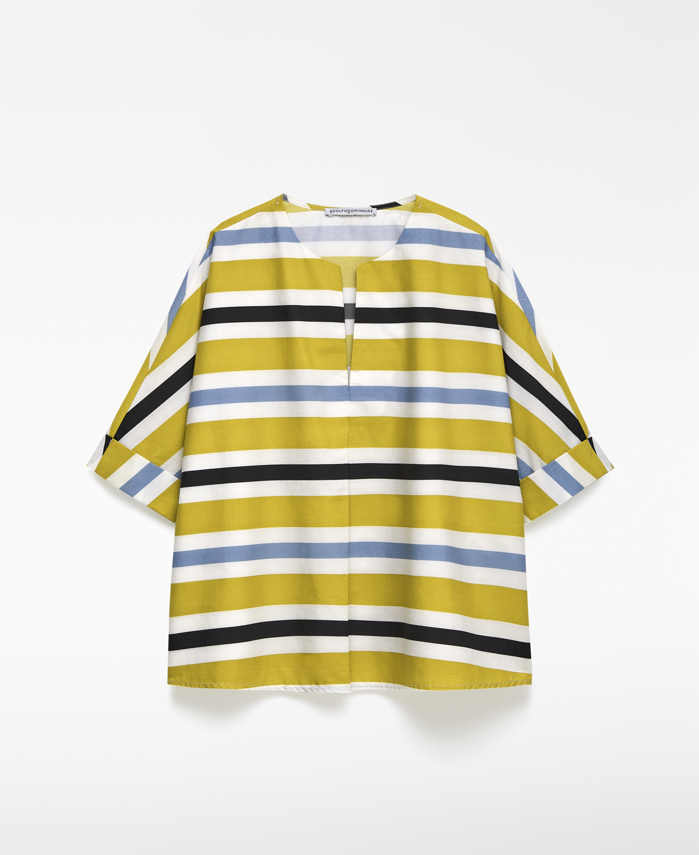 V-neckline striped blouse woman image number 4