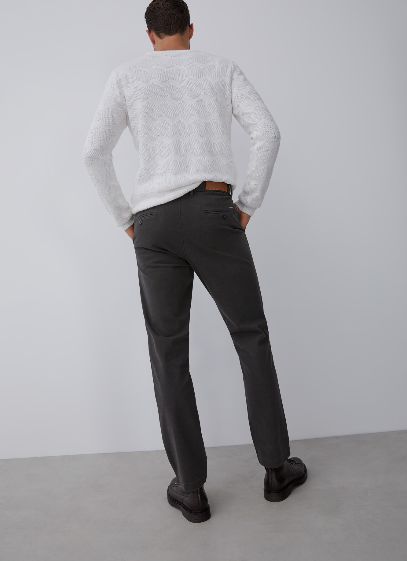 Elastic cotton chino style trousers image number 1