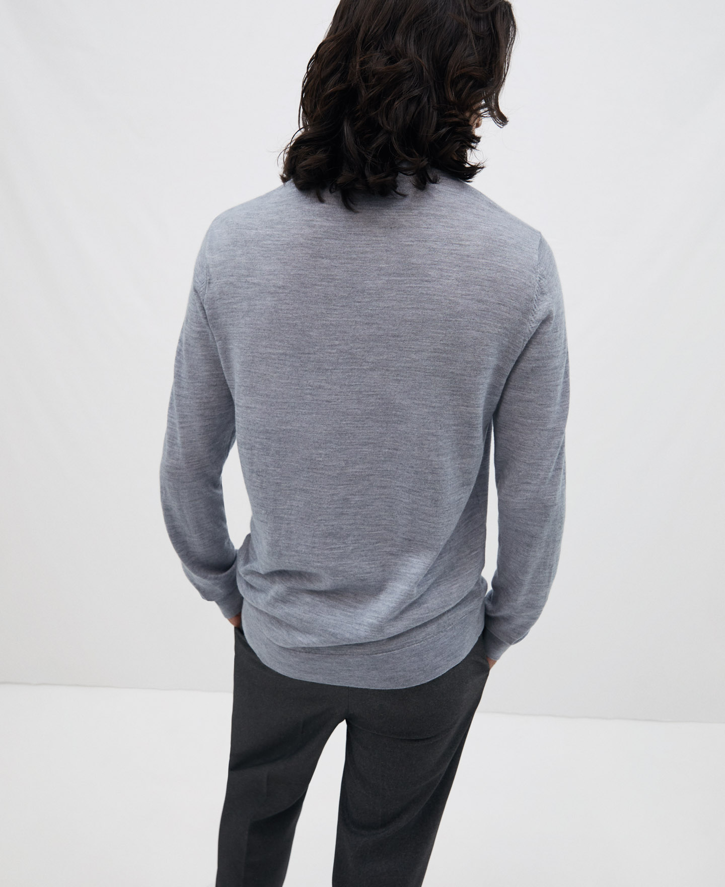 Merino wool crew neck sweater image number 2