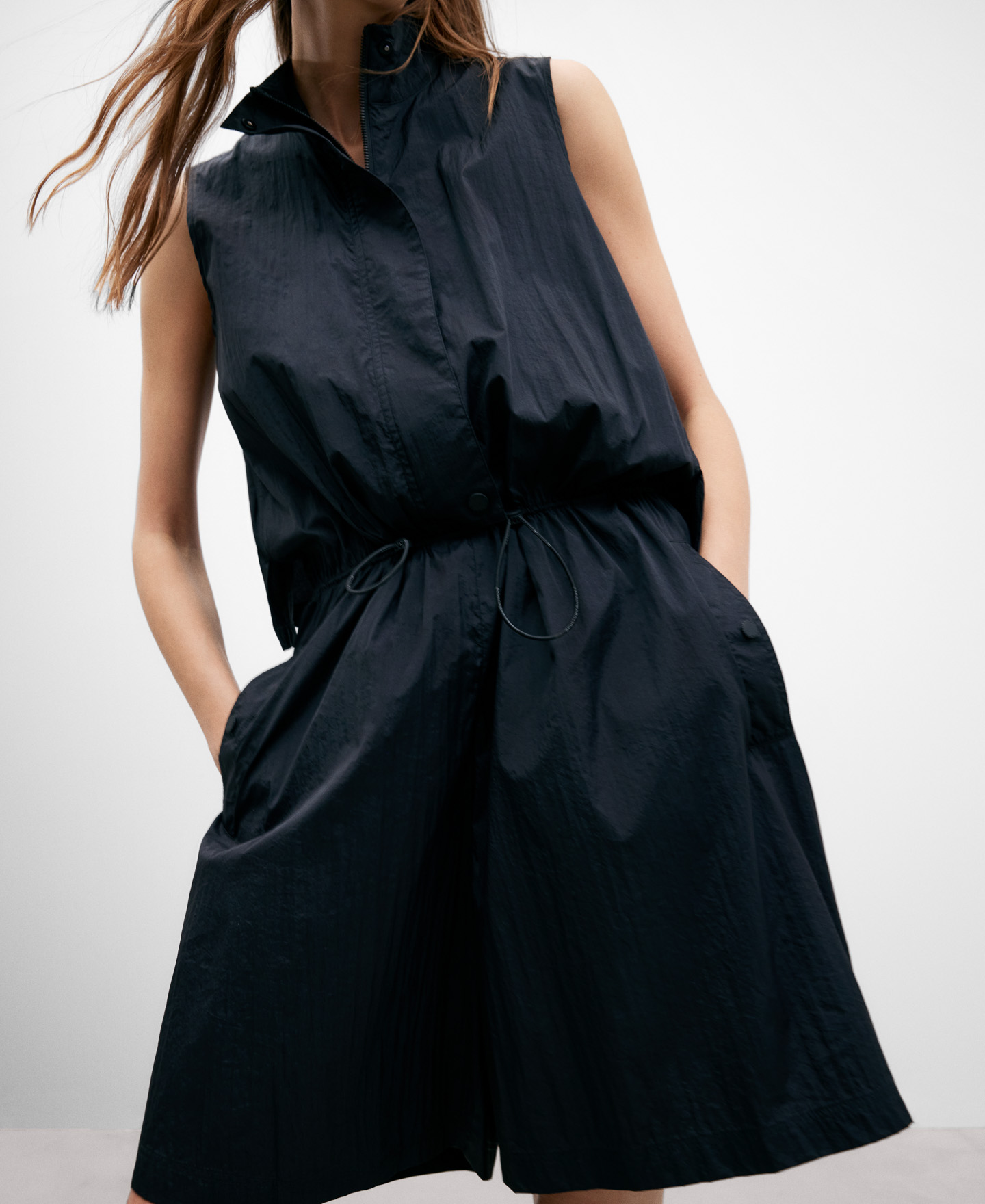 Recycled nylon short black jumpsuit image number 4