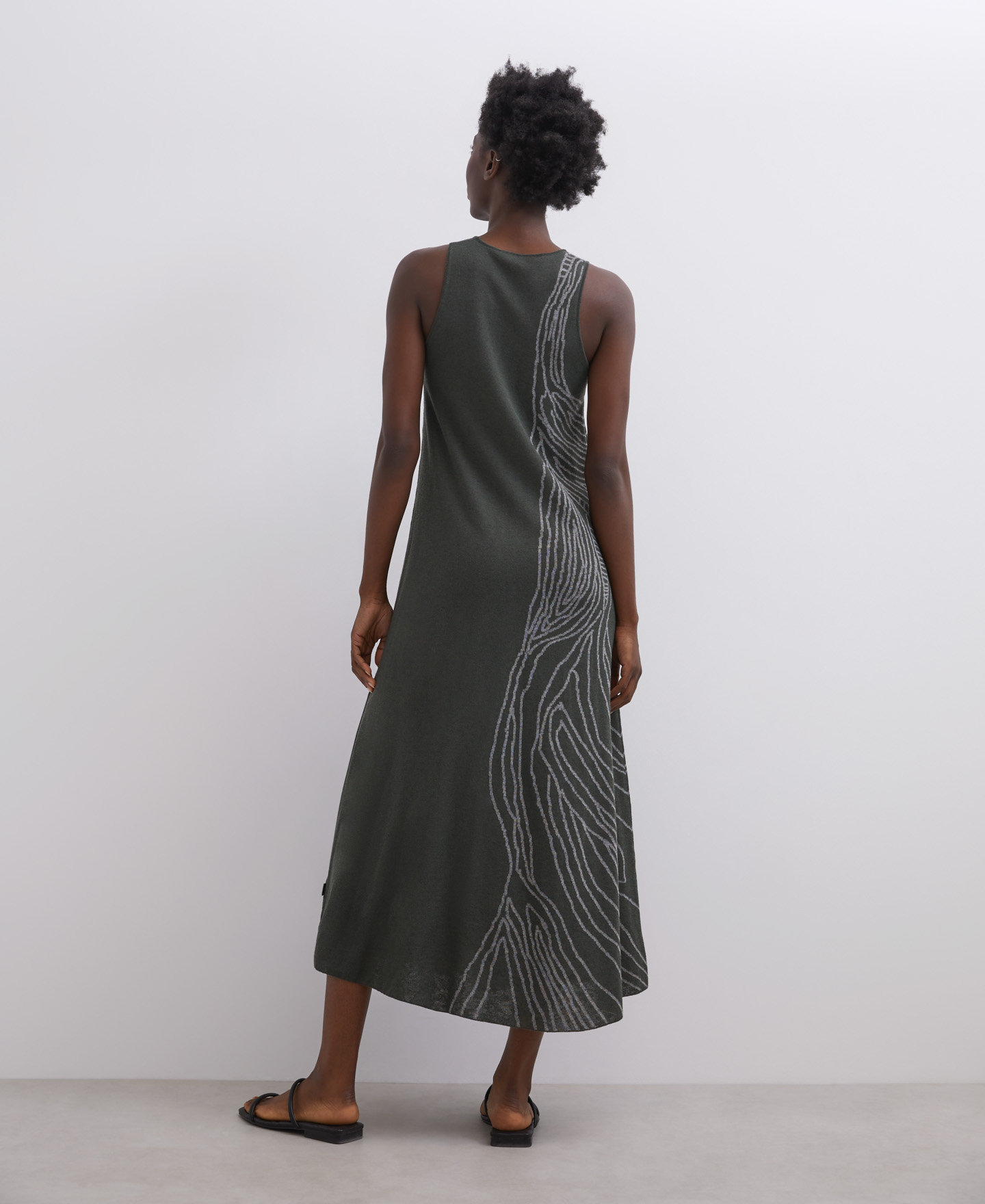 Two-tone jacquard linen dress image number 1
