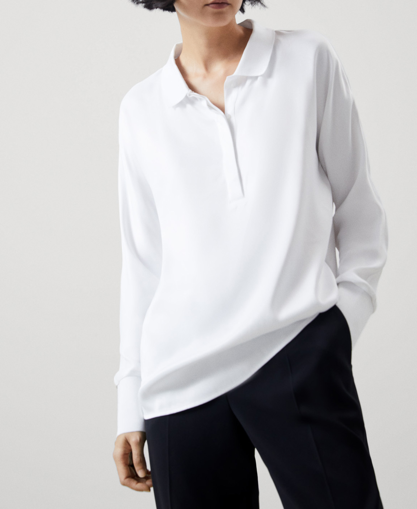 Viscose knit polo-neck blouse image number 0