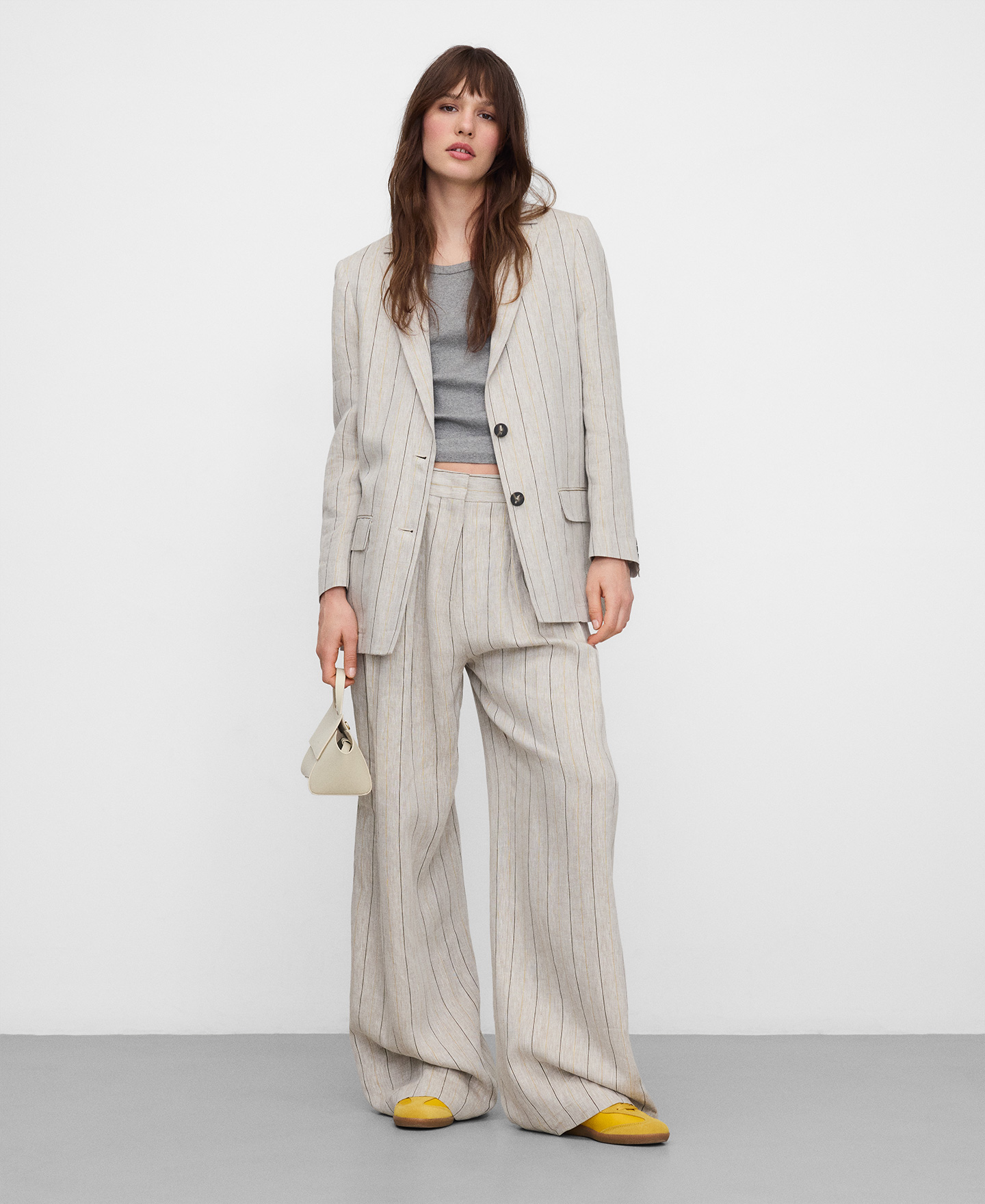 Blazer recto rayas lino europeo image number 1