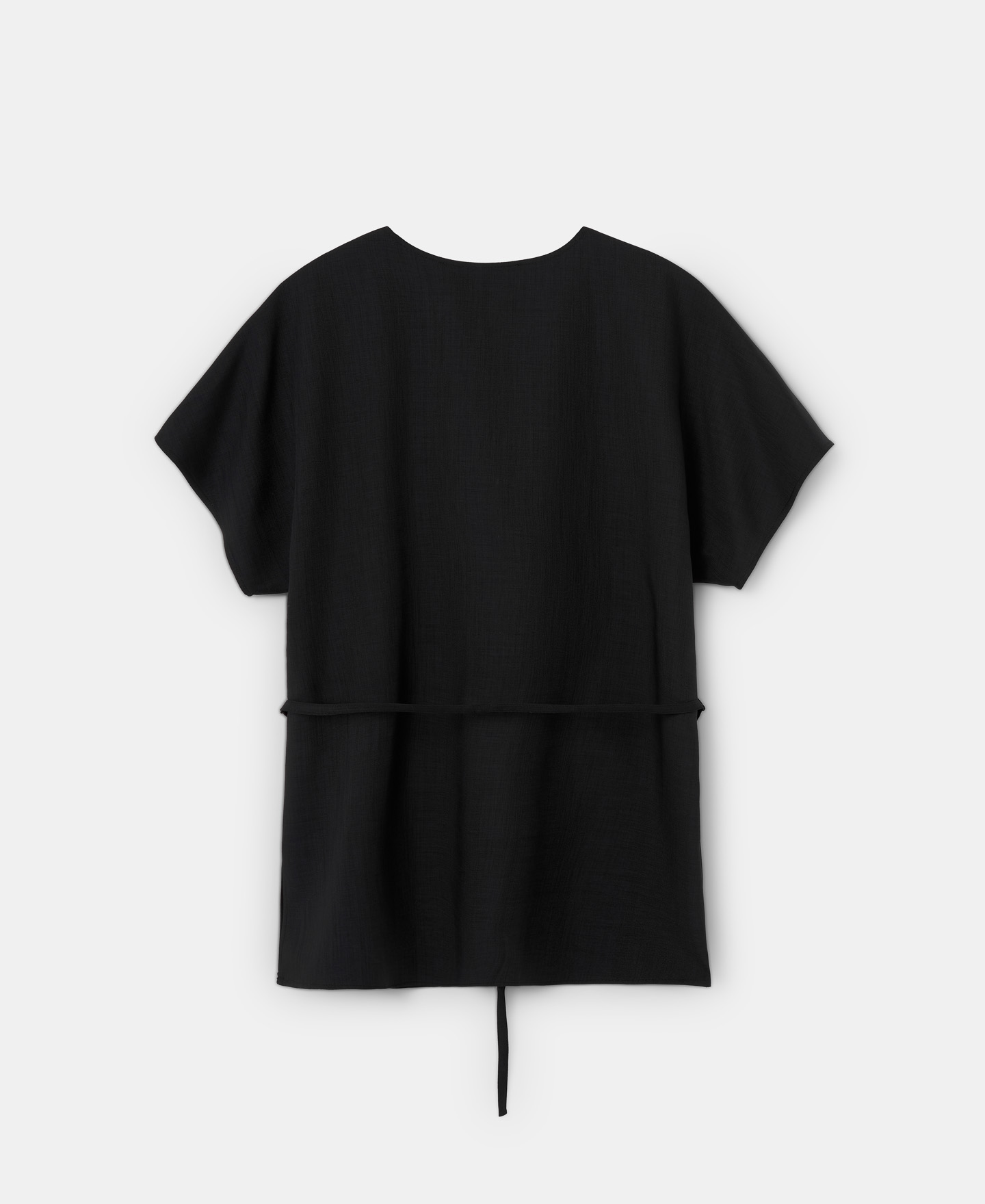 V neckline top with belt image number 5