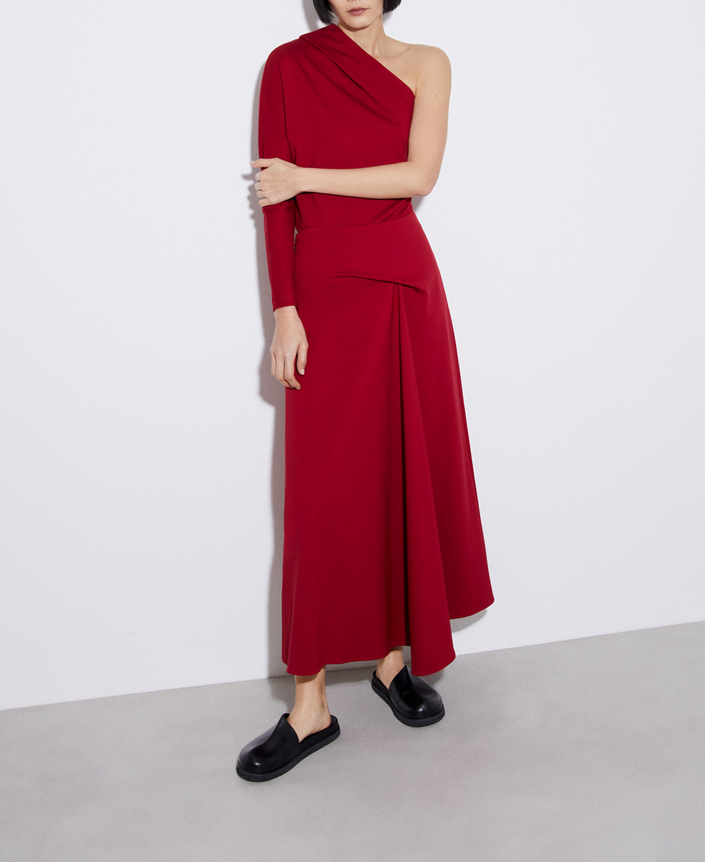 Asymmetrical blouse in viscose and nylon image number 1
