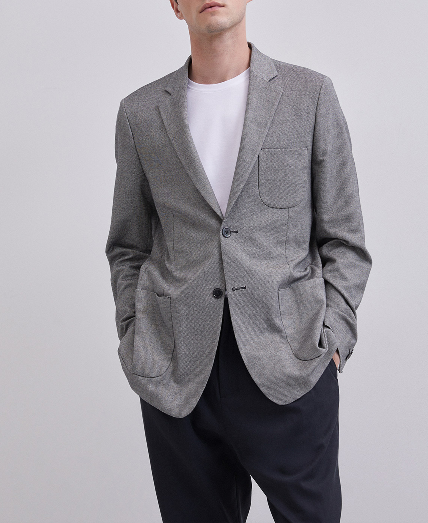 Chaqueta gris sastrería clásica image number 0