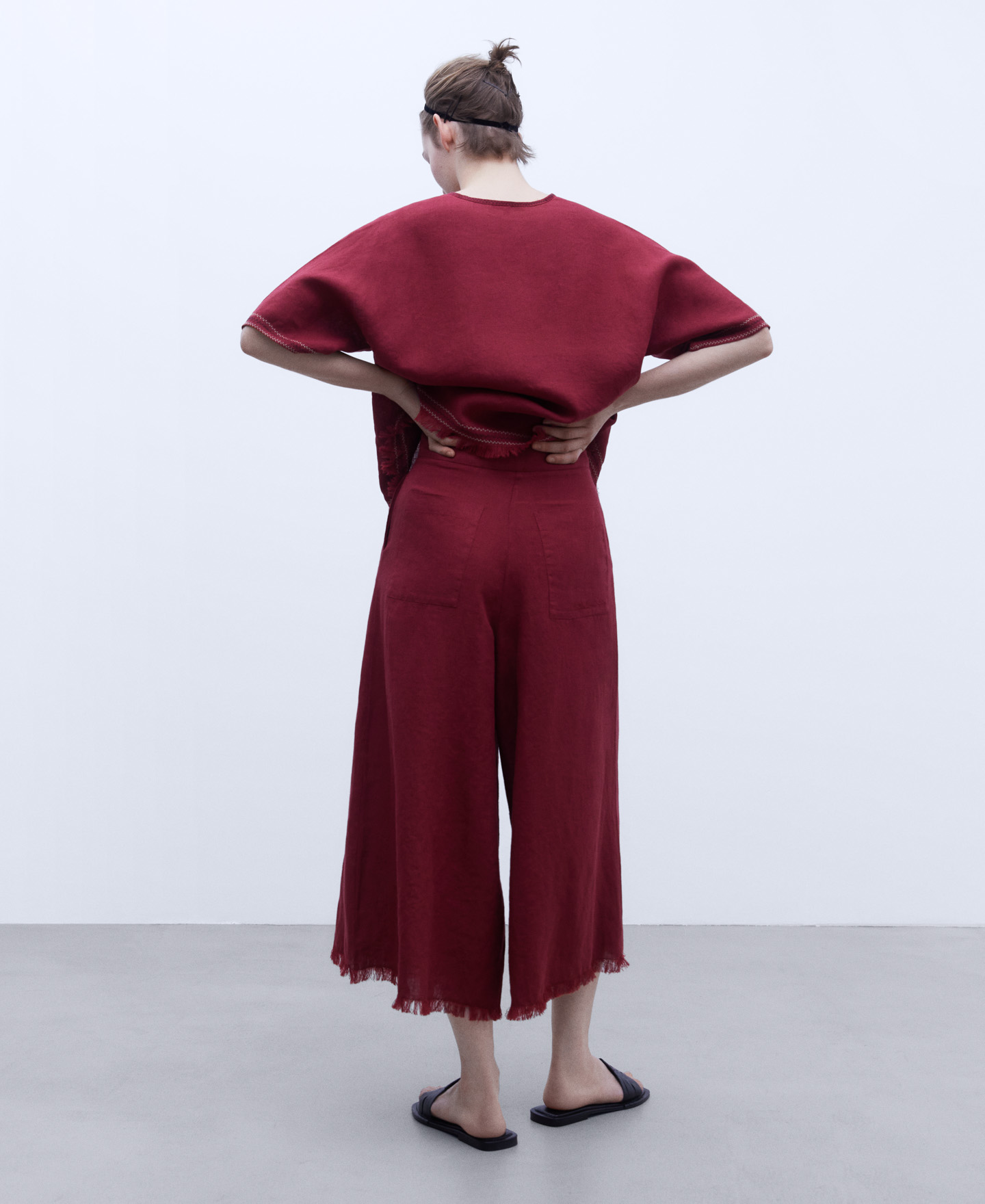 European linen palazzo trousers image number 2