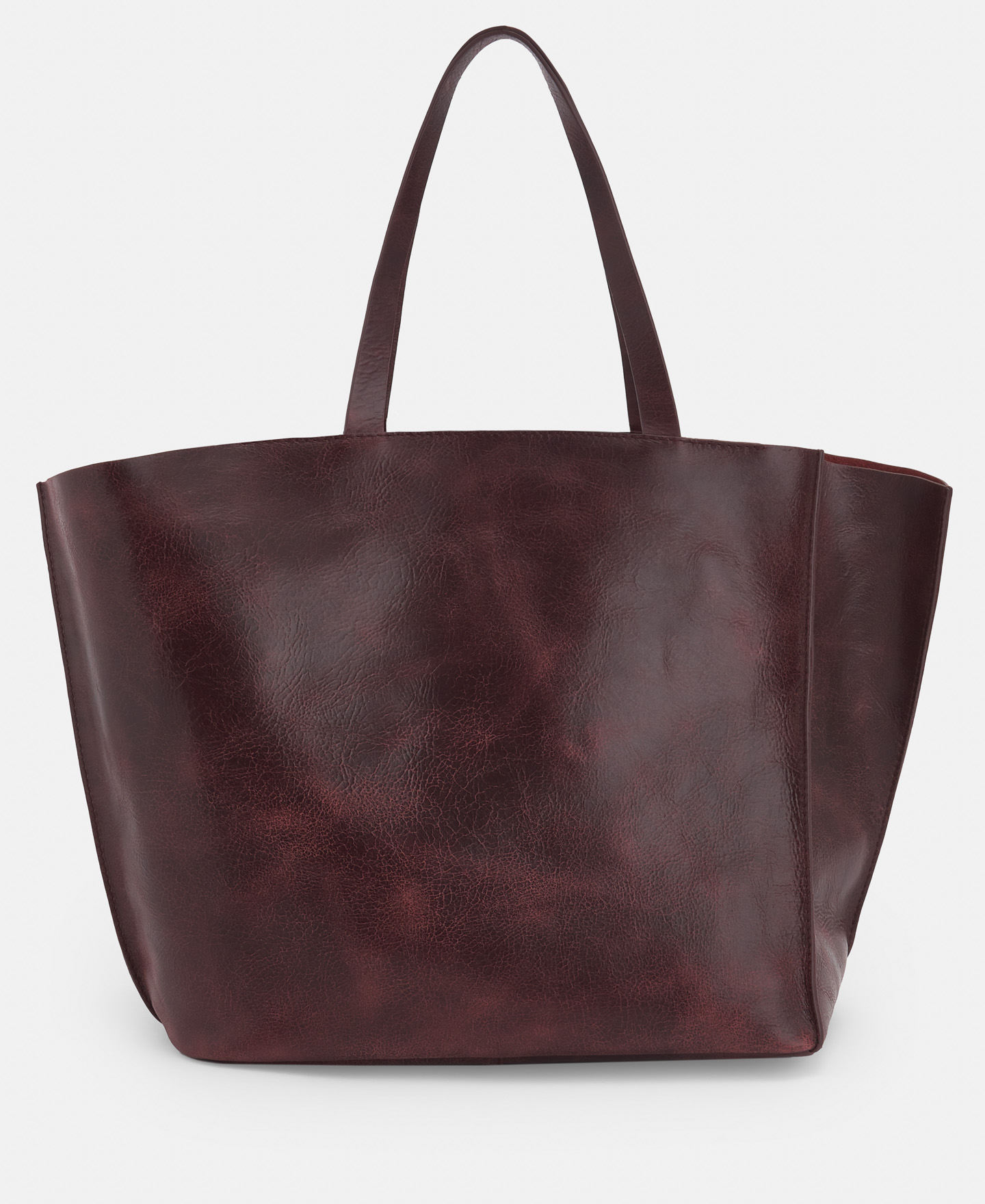 Shopper in leather with stitched seams image number 1