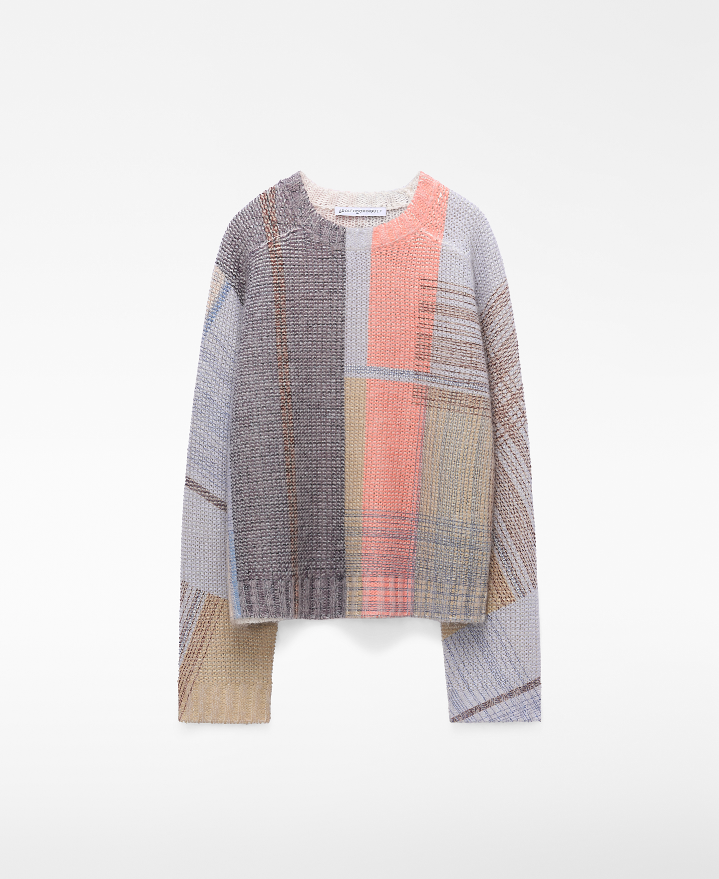 Printed knit crew collar sweater image number 5