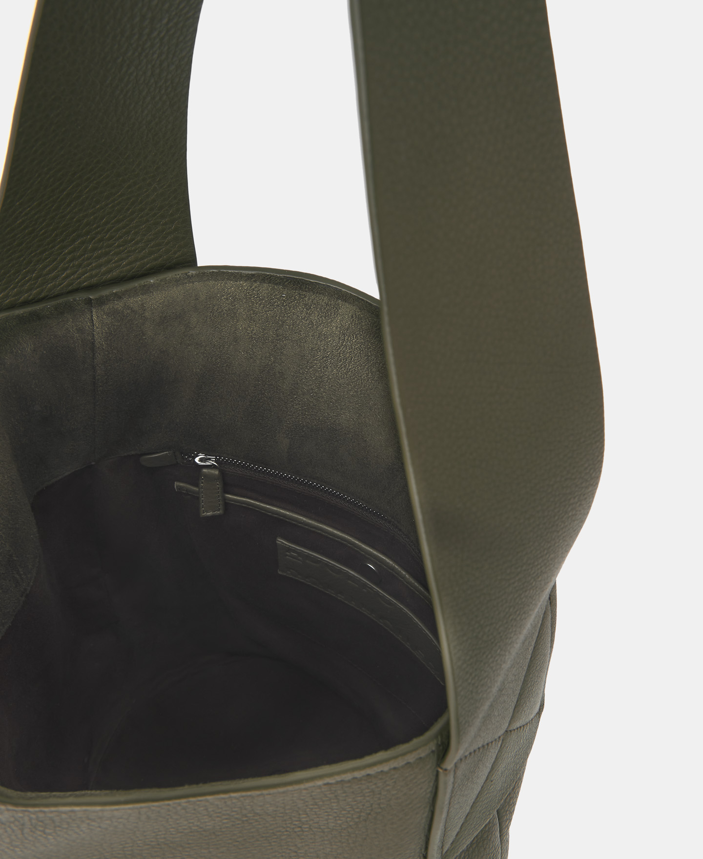 Grained leather vertical hobo bag image number 2