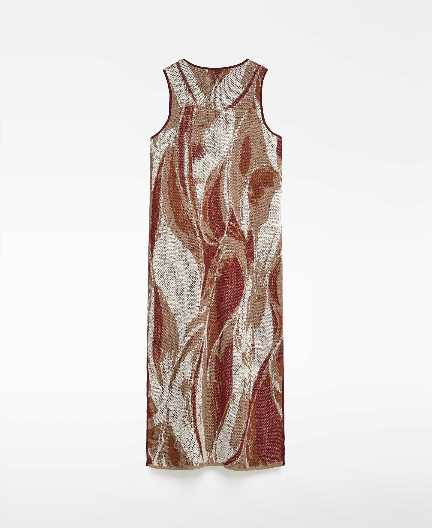 Linen blend jacquard dress woman image number 5