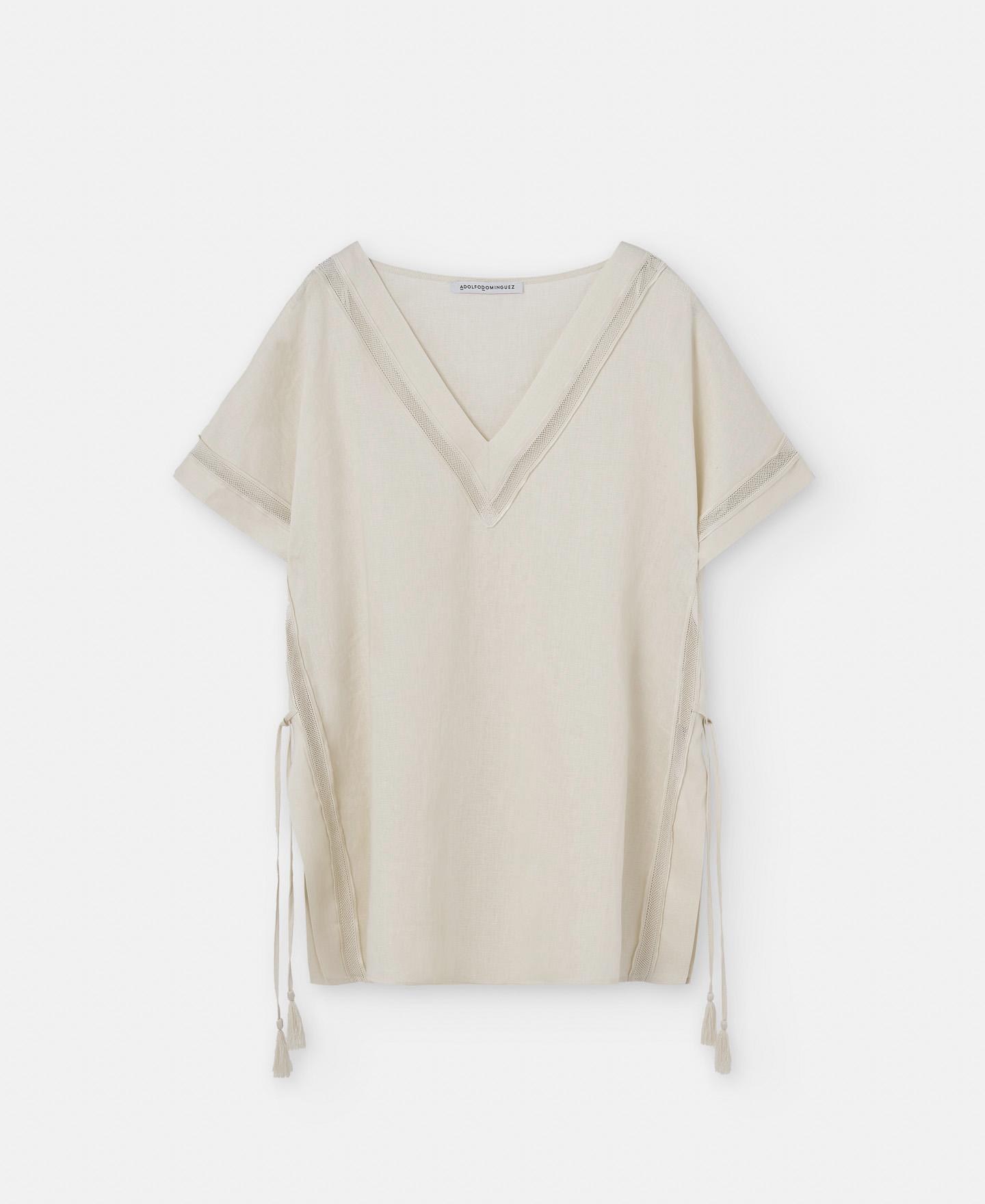 Blusa borlas en lino responsable image number 4