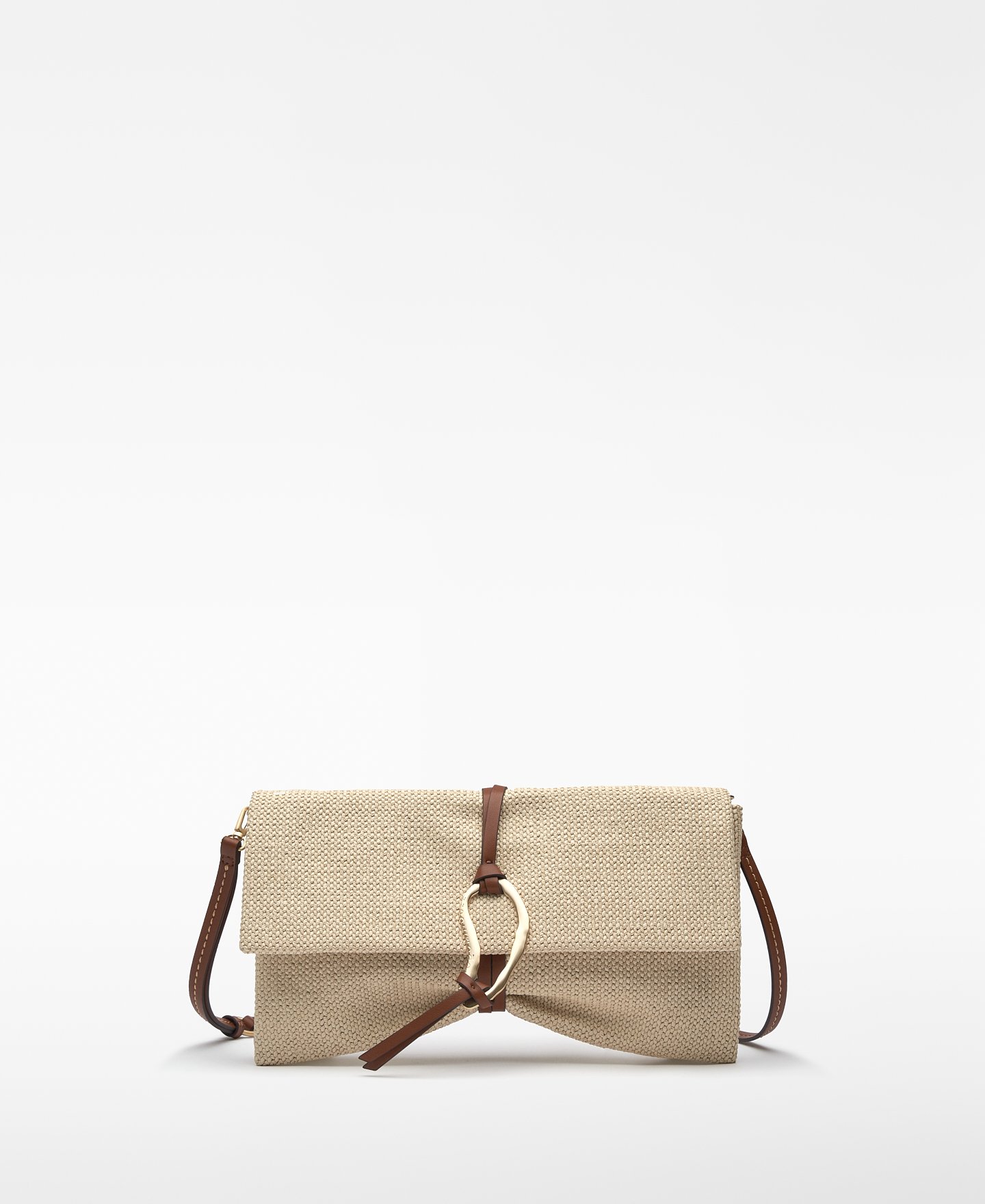 Raffia-textured handbag woman image number 0