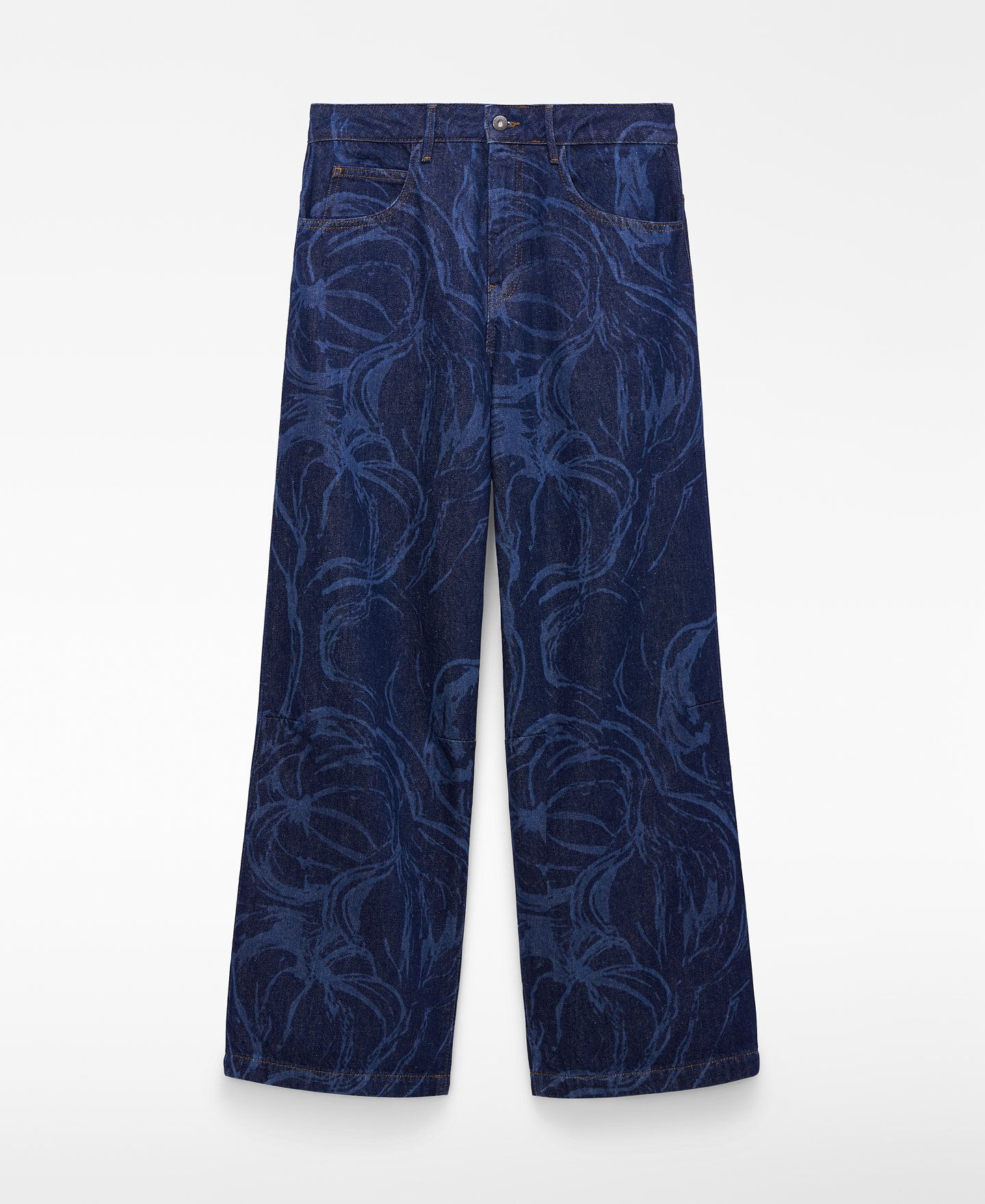 Pantal&oacute;n oversize denim estampado image number 4