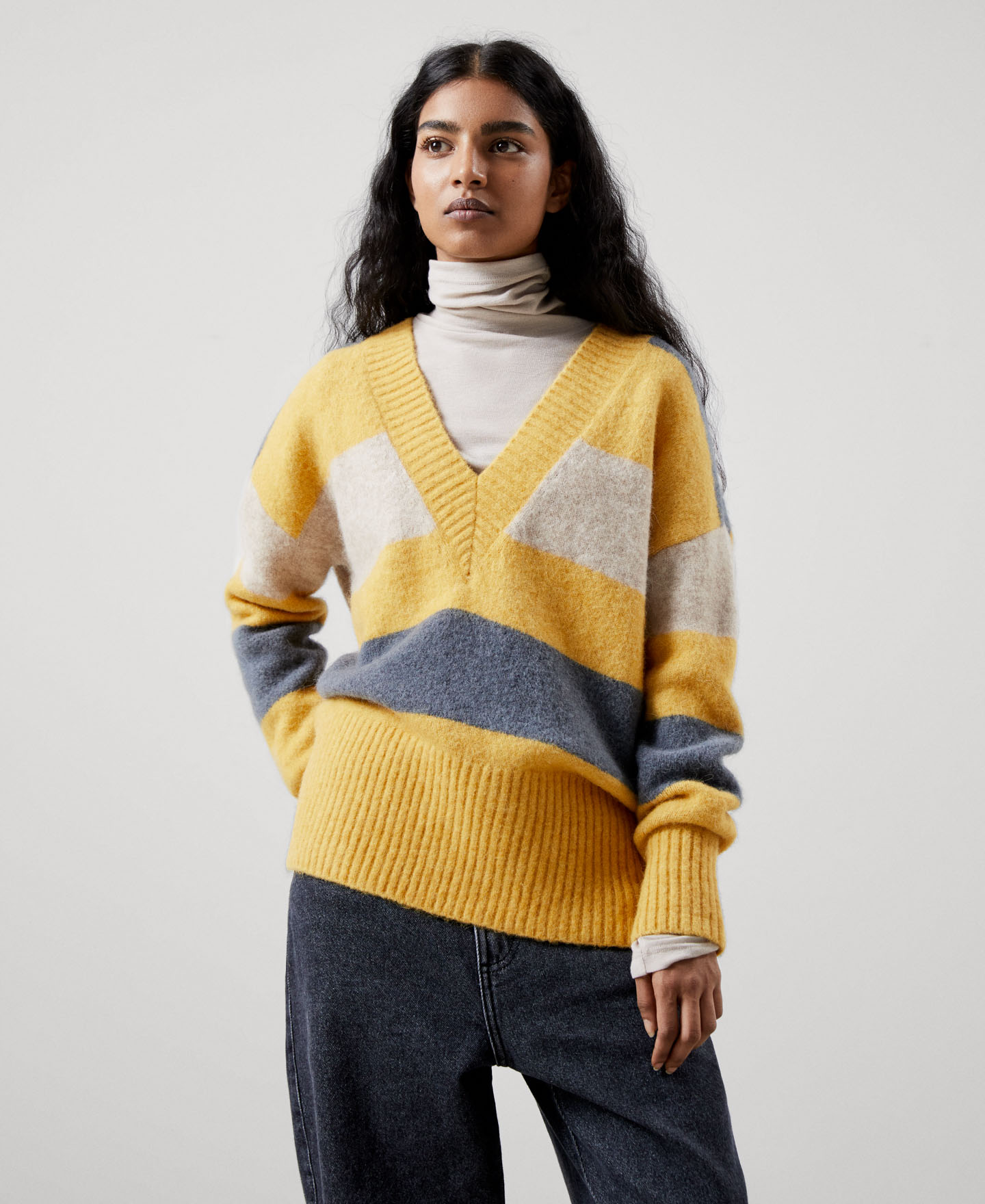Alpaca striped sweater image number 0