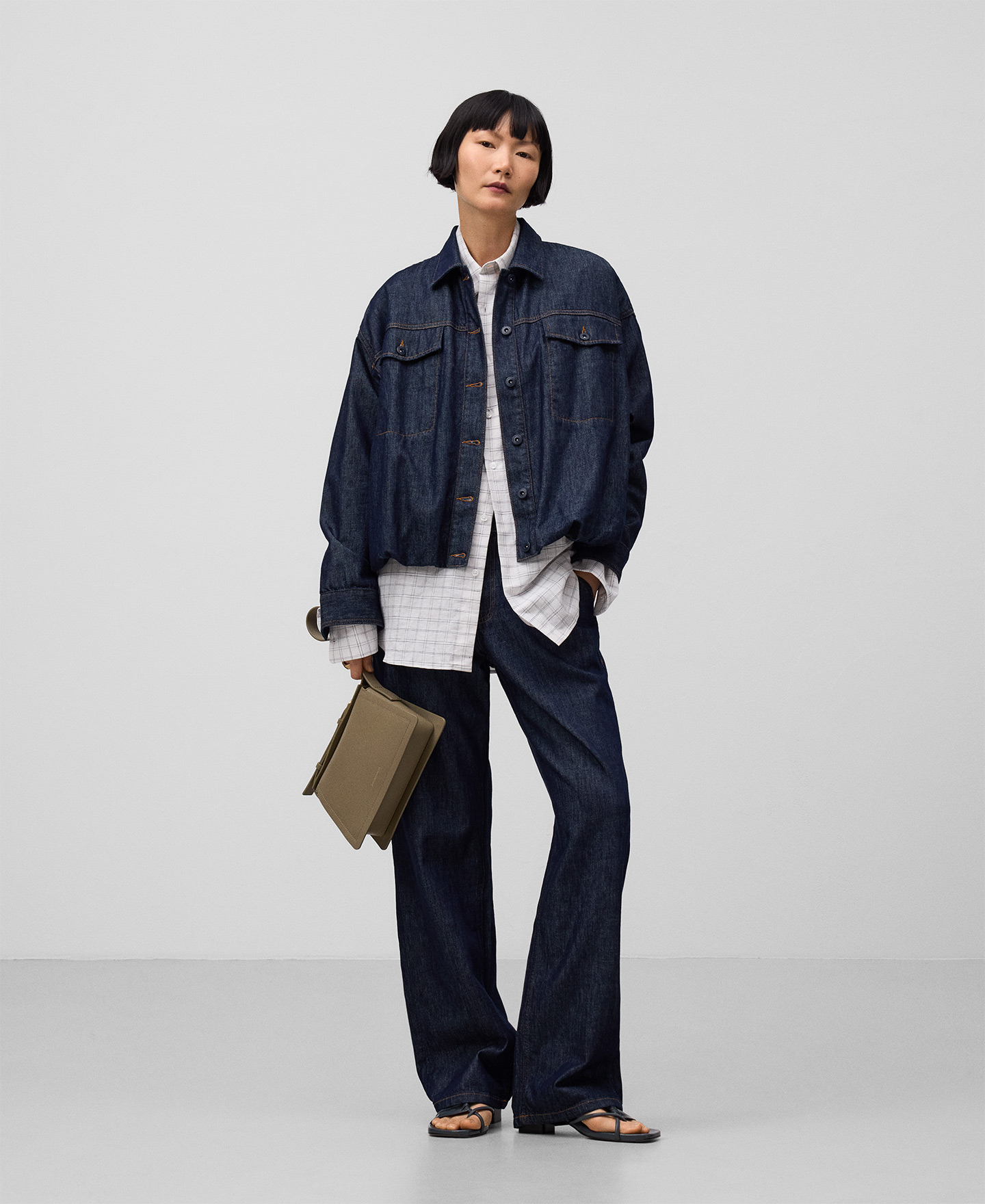 Pantalon droit en coton denim femme image number 1