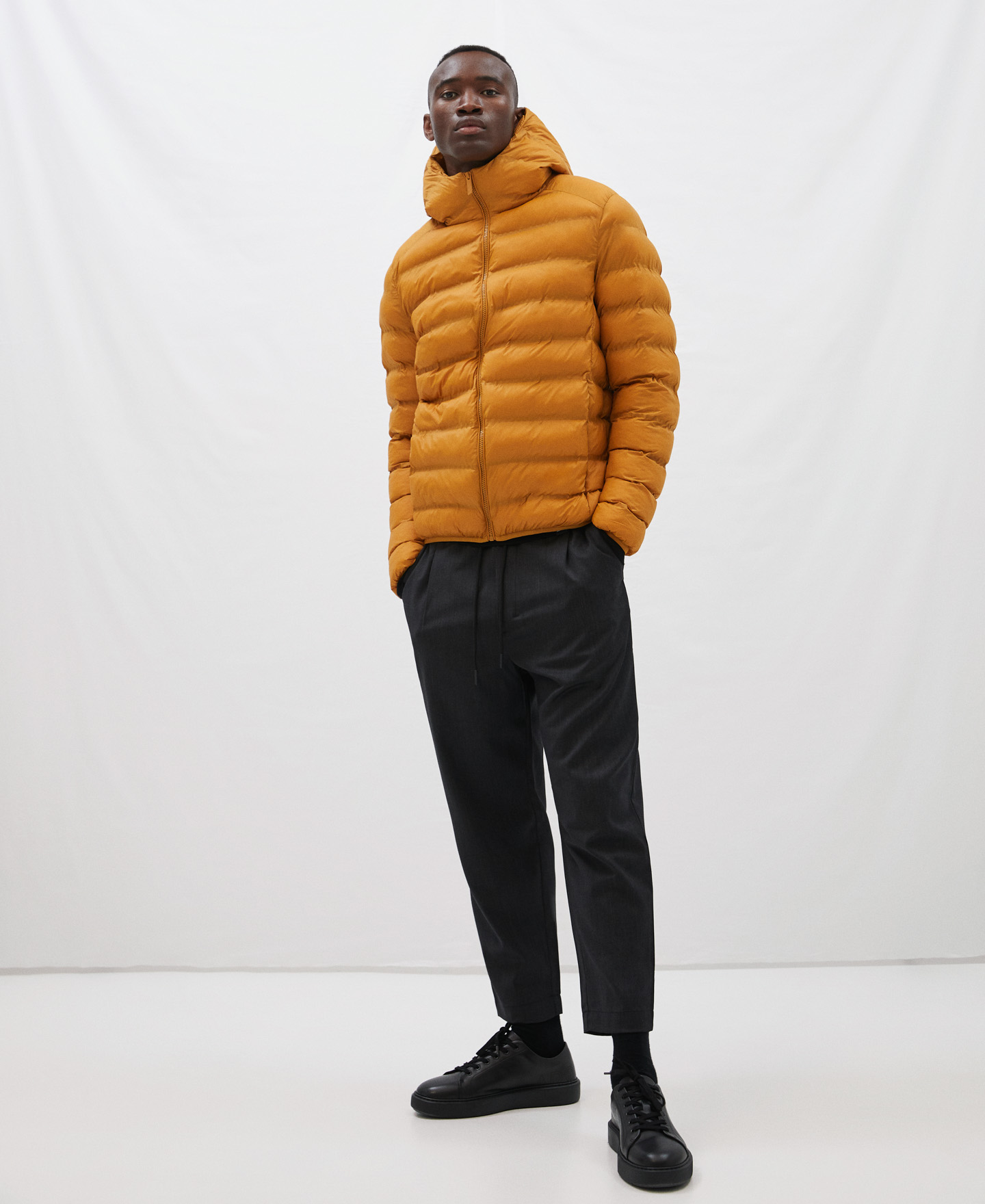 Nylon padded jacket with hood image number 1