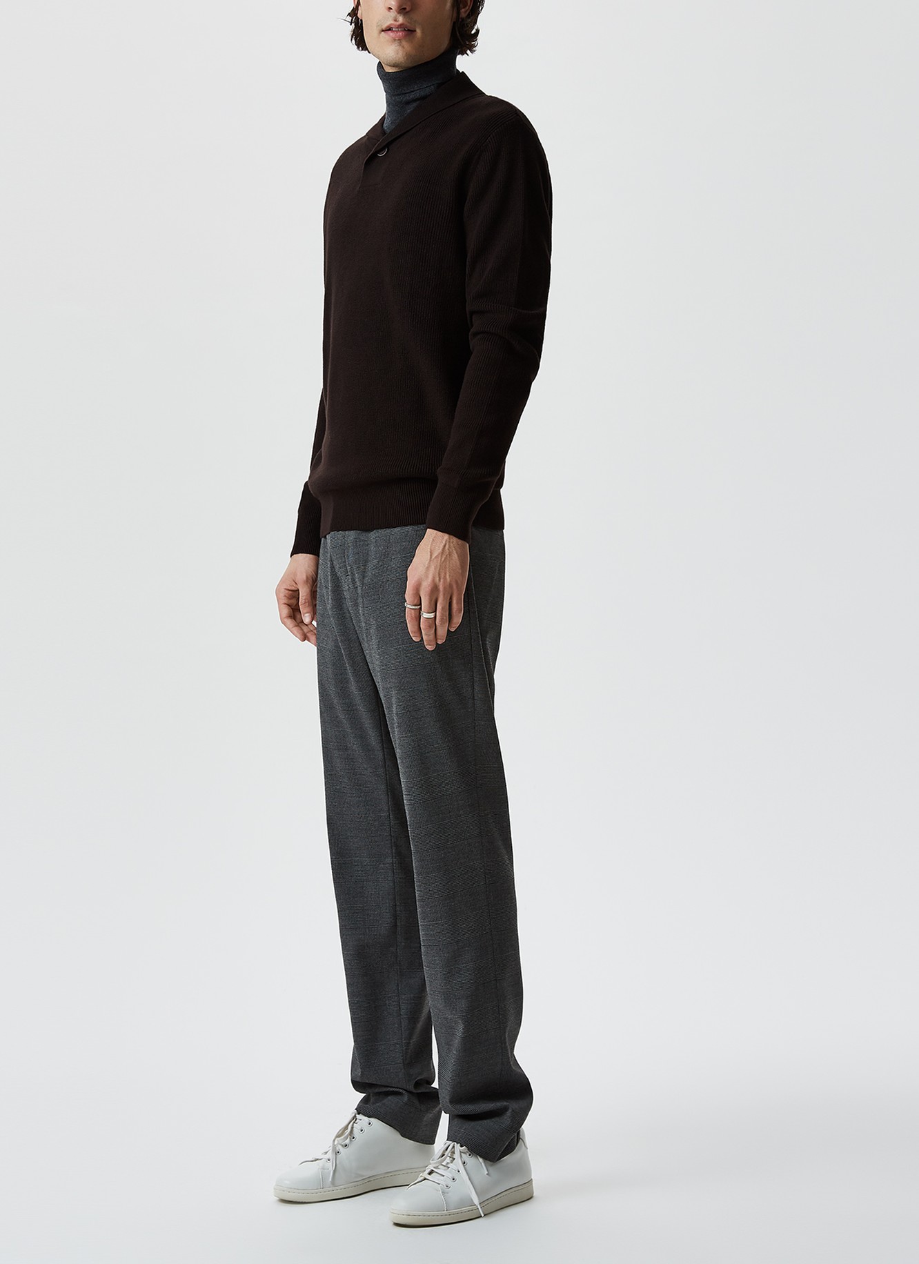 Shawl collar knit sweater image number 2
