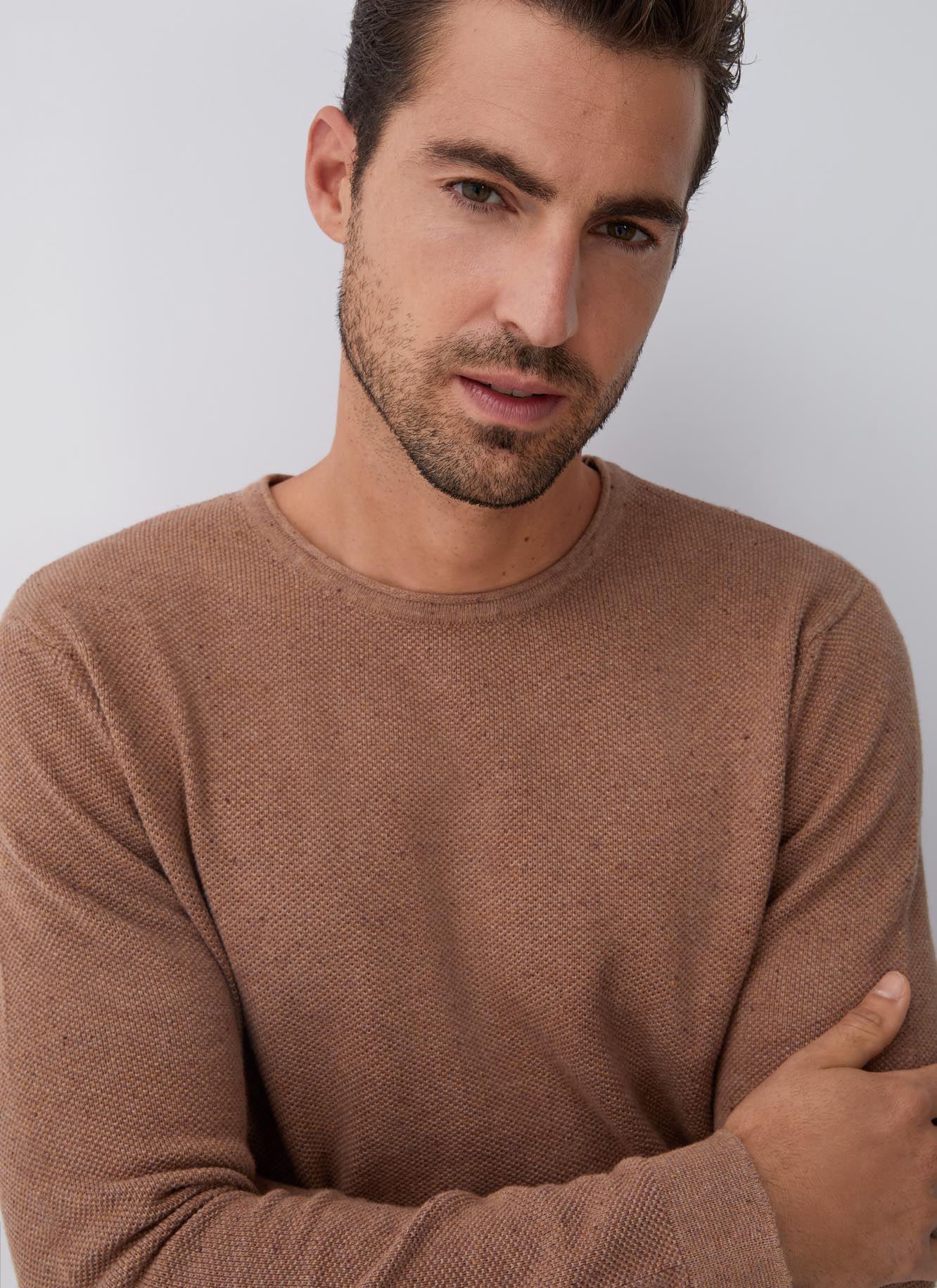 Mottled sweater with roll edge neck image number 4