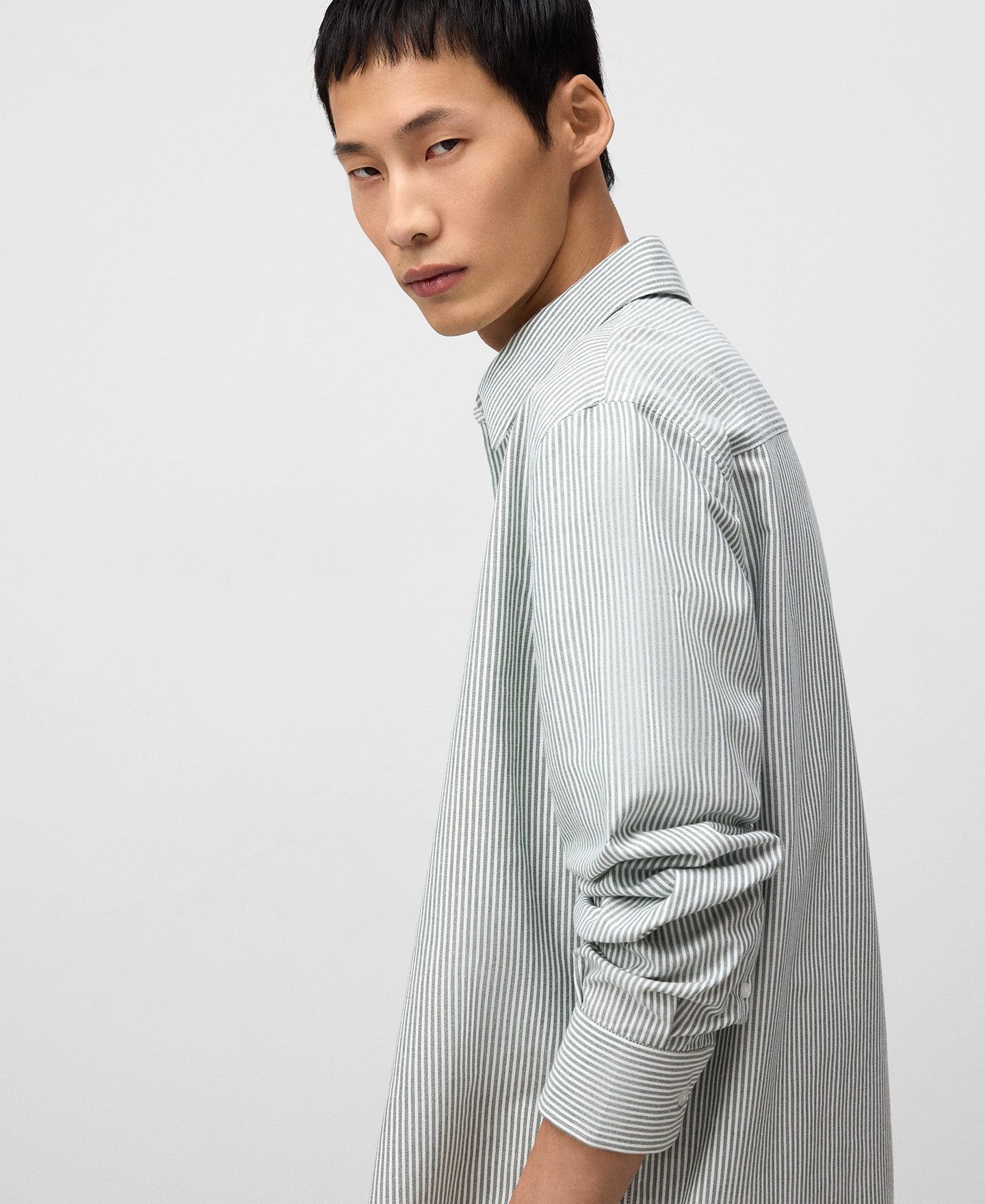 Camisa regular fit rayas algodón hombre image number 3