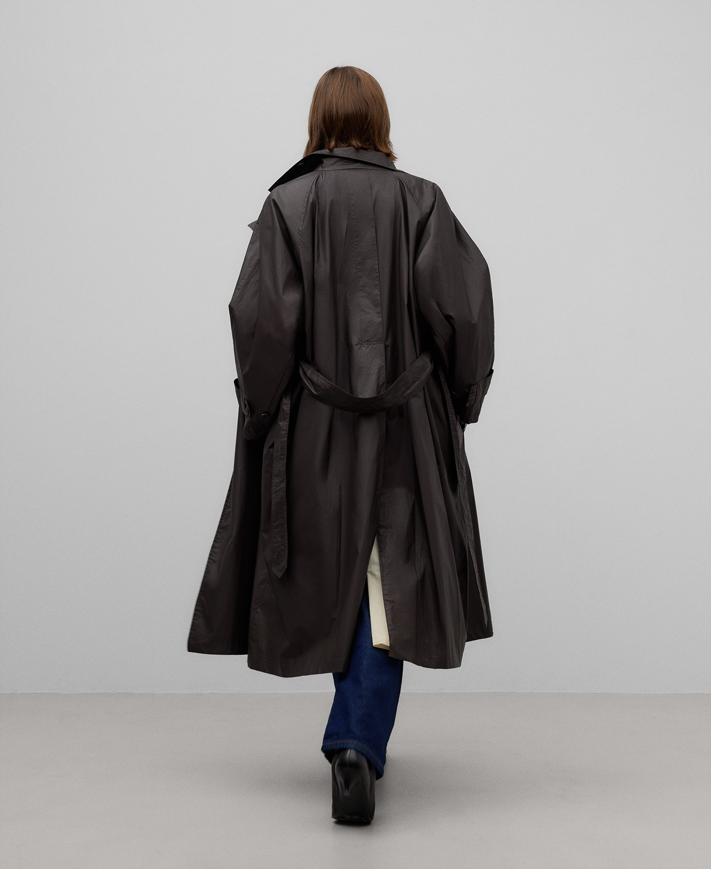 High neck cotton trench woman image number 2