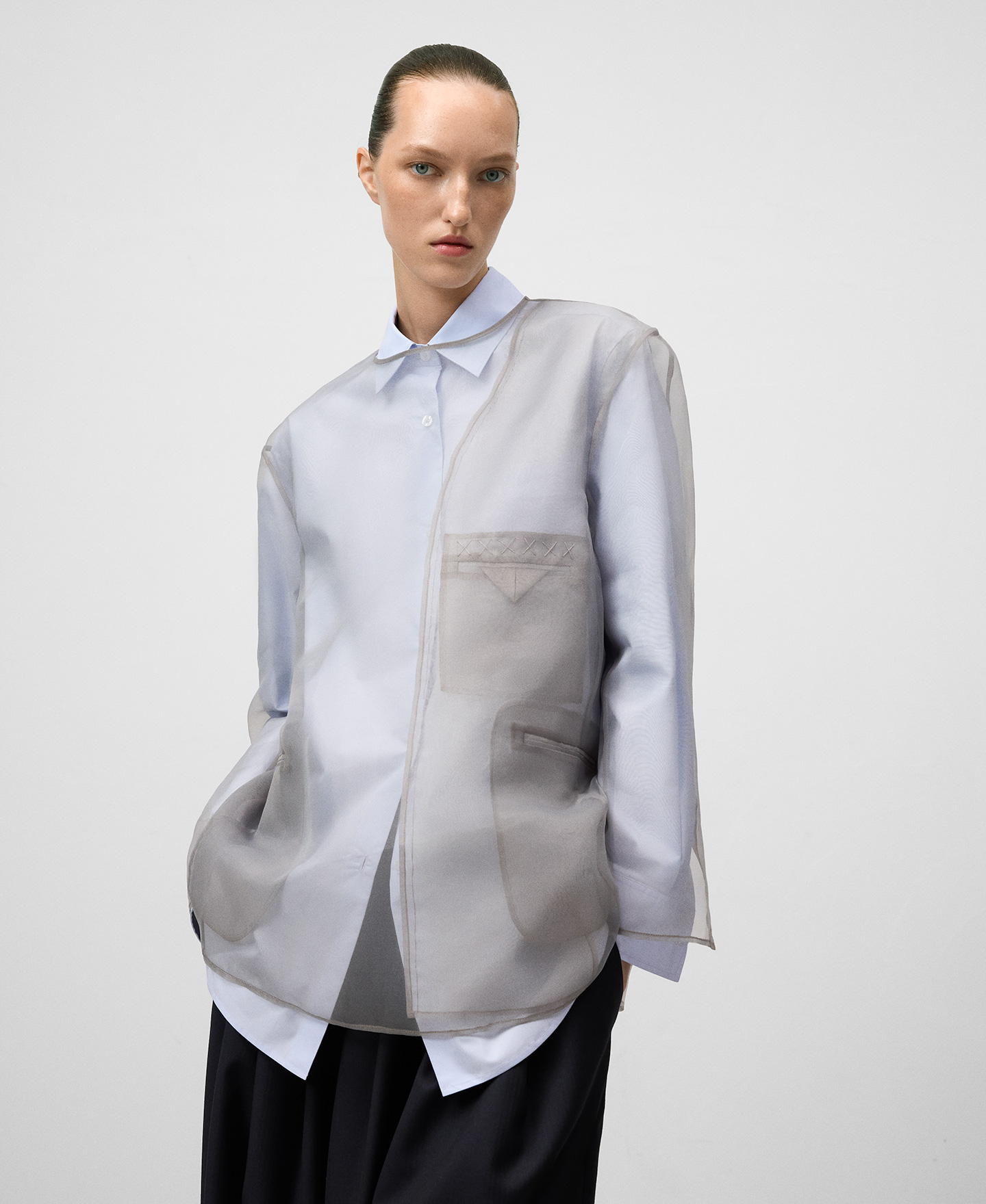 Top transparente piezas de blazer mujer image number 0