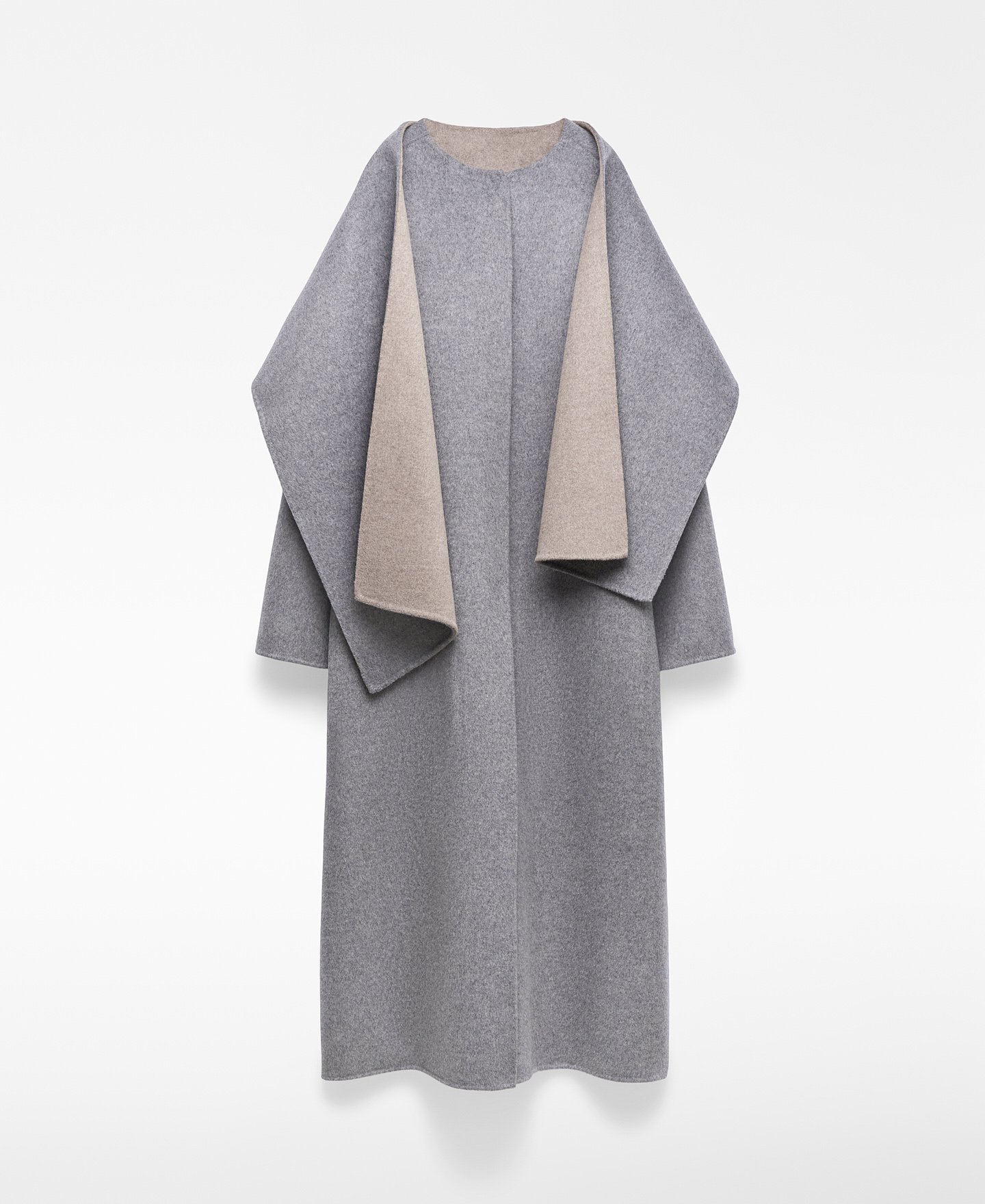 Double-faced coat with scarf woman image number 4