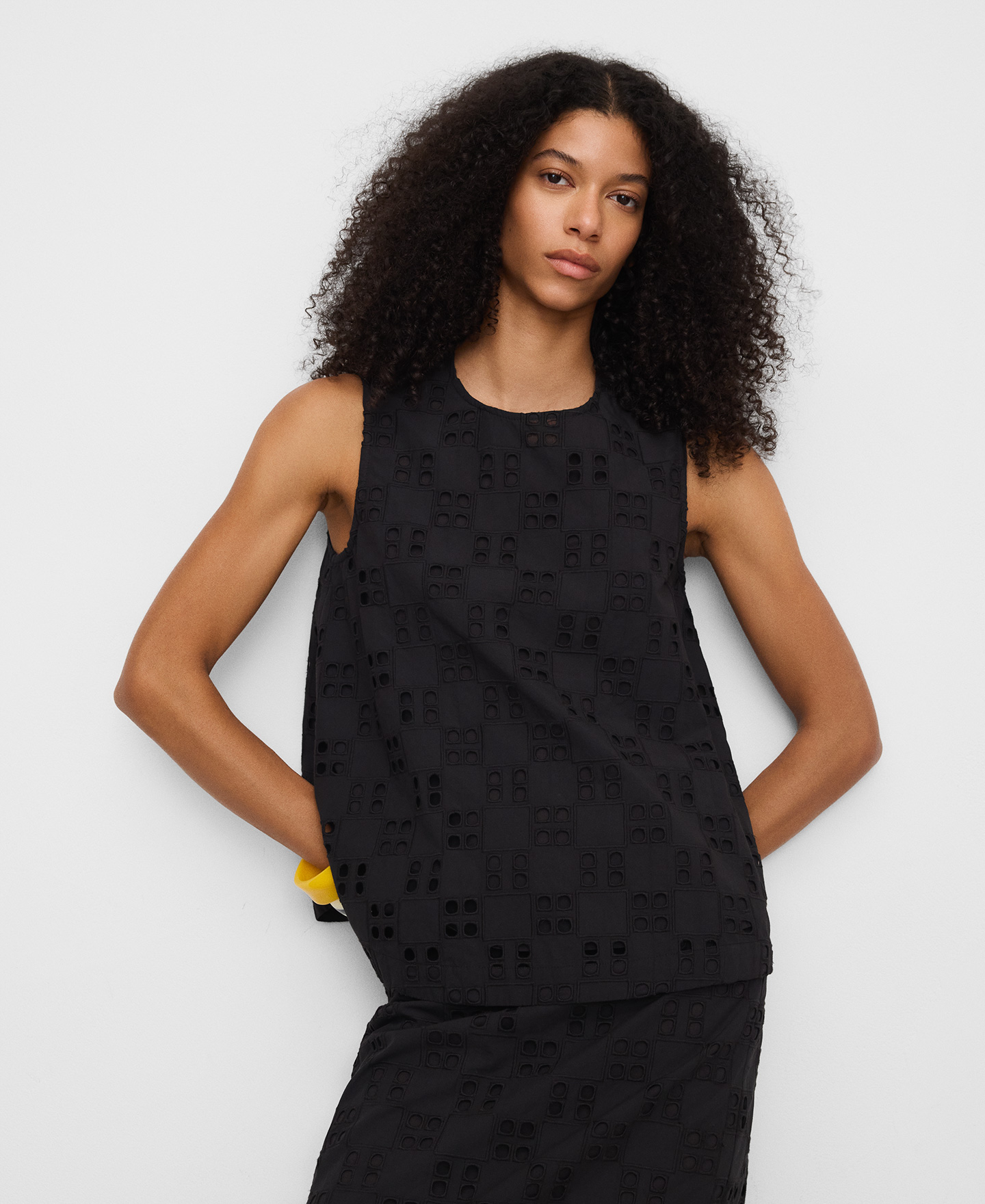 Poplin top with English embroidery image number 0