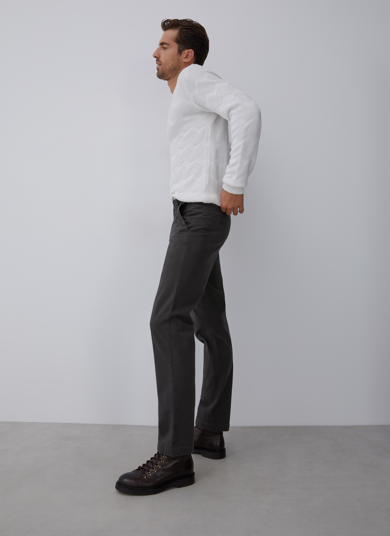 Elastic cotton chino style trousers image number 4