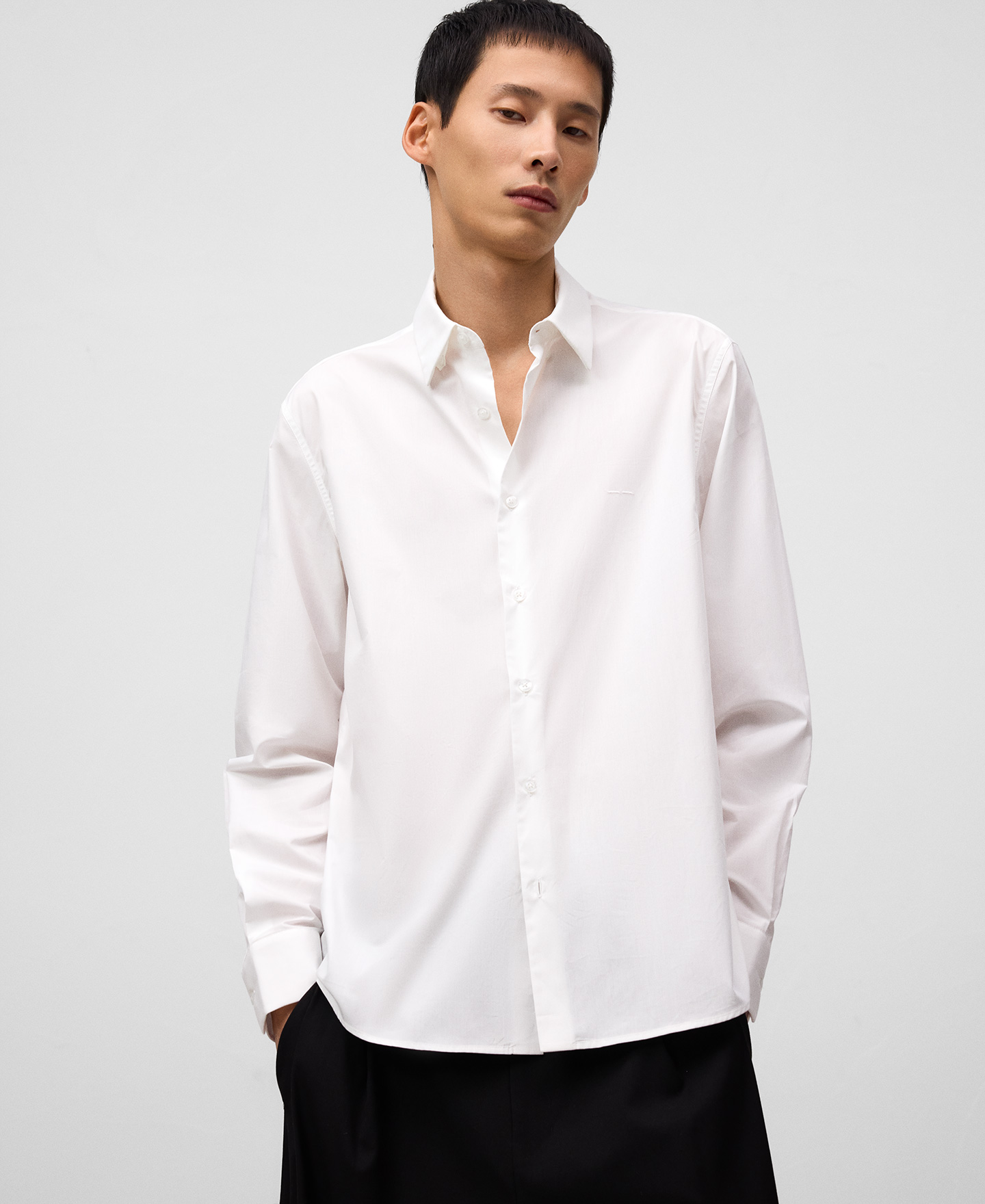Regular fit lapel collar shirt man image number 0