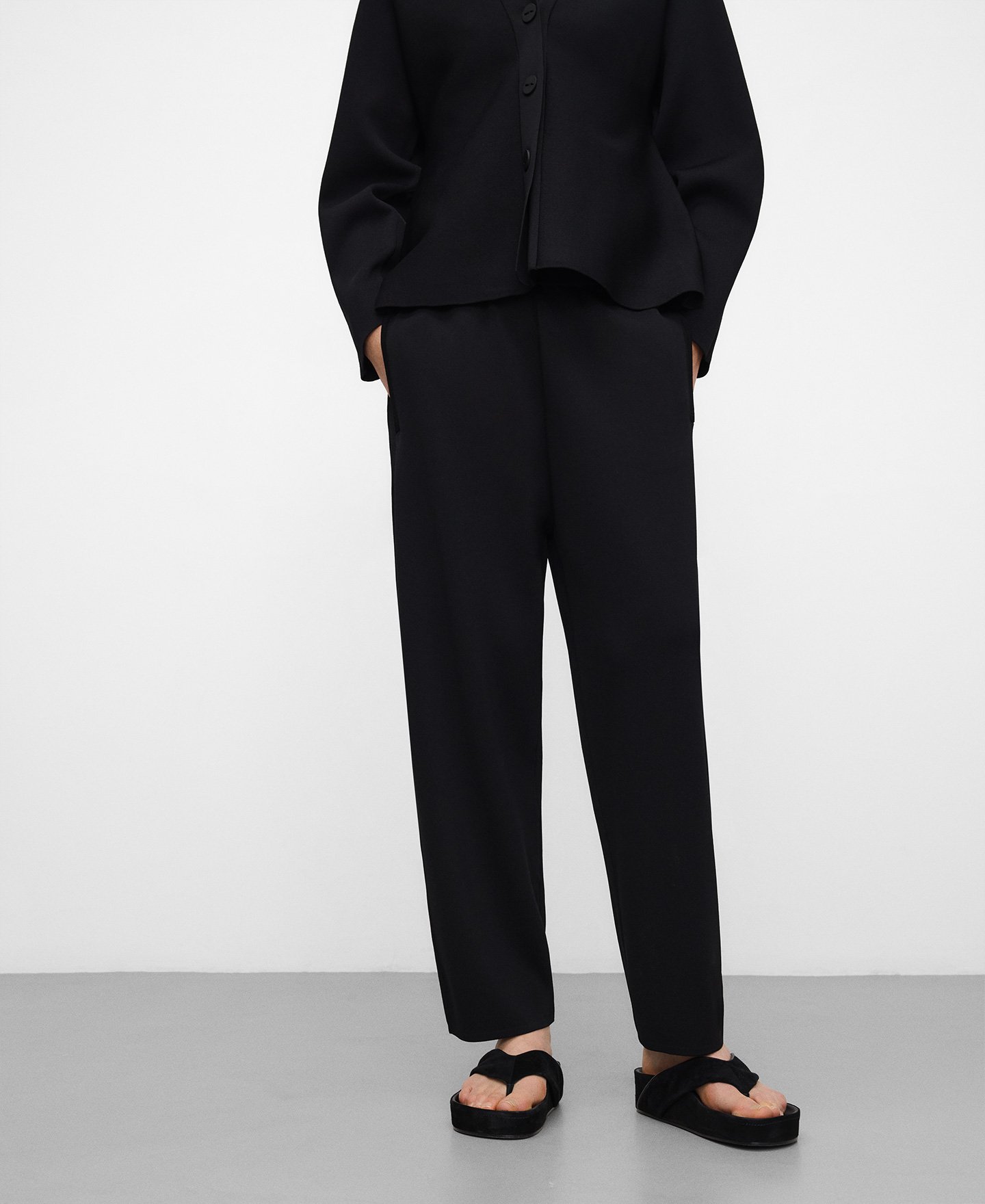 Knit barrel fit trousers image number 0