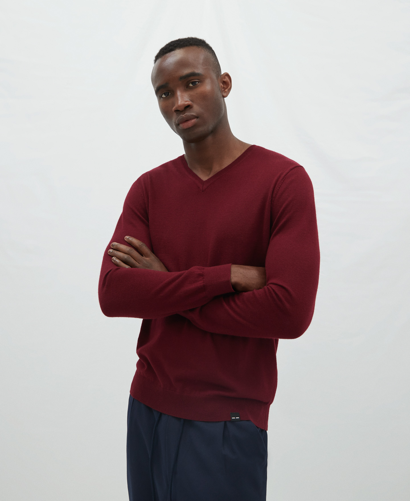 V-neck merino wool sweater image number 0