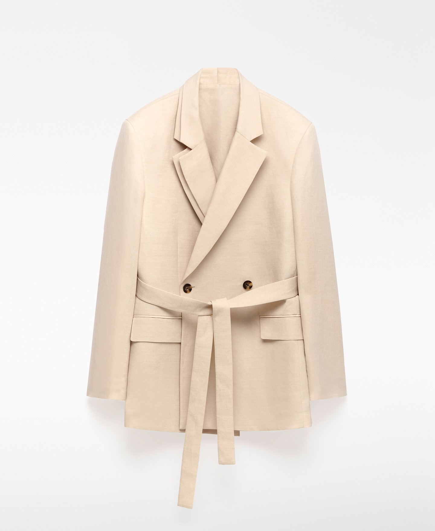 Double lapel blazer with belt woman image number 6