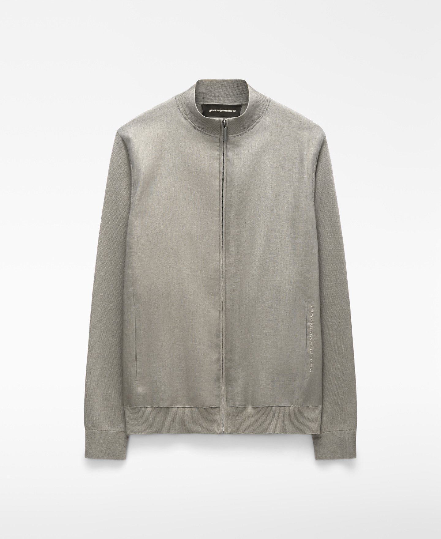 Cotton knit and linen combined jacket image number 2